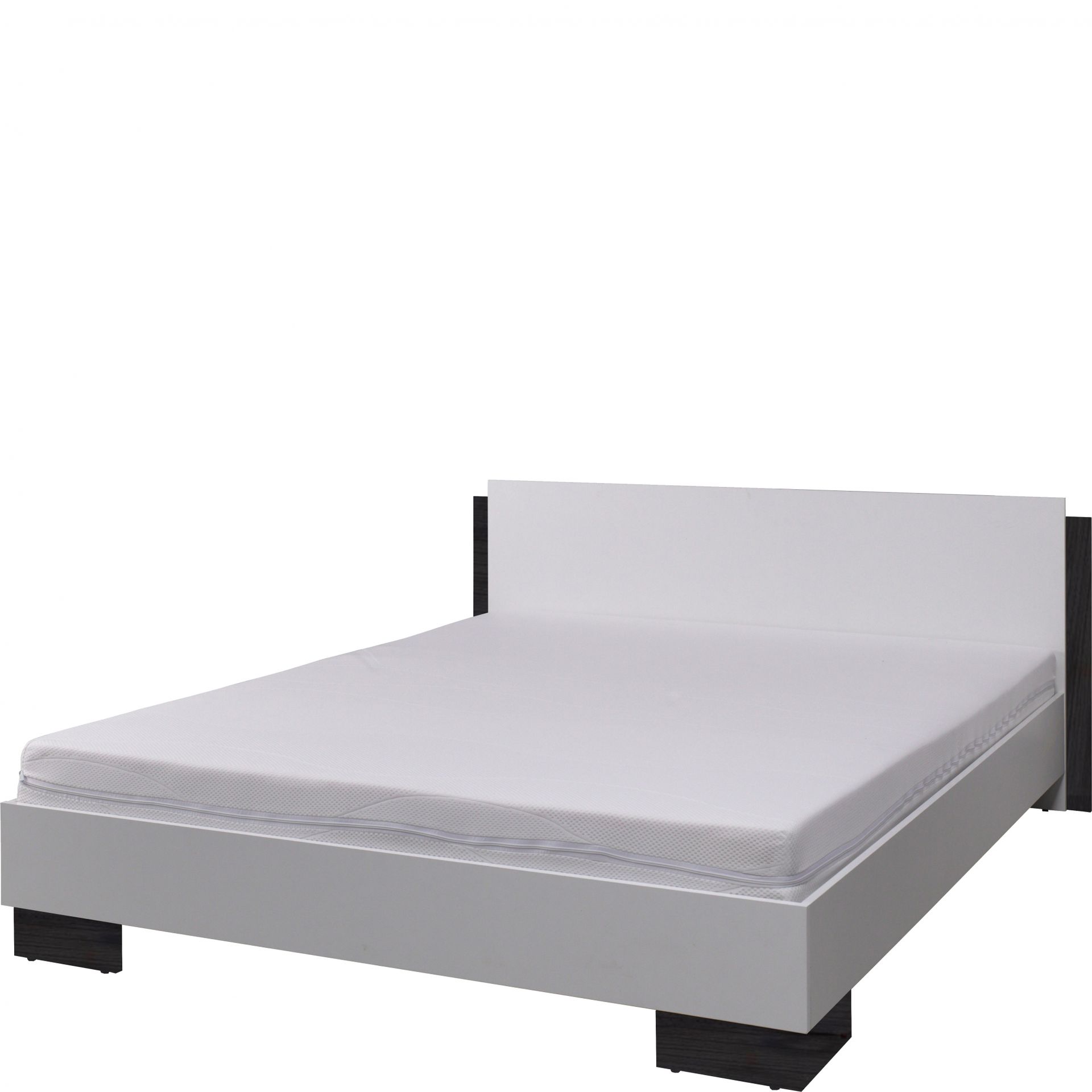 Łóżko 160 x 200 Lux Stripes Maridex Biały Mat / Biały Połysk / Stripes Czarn
