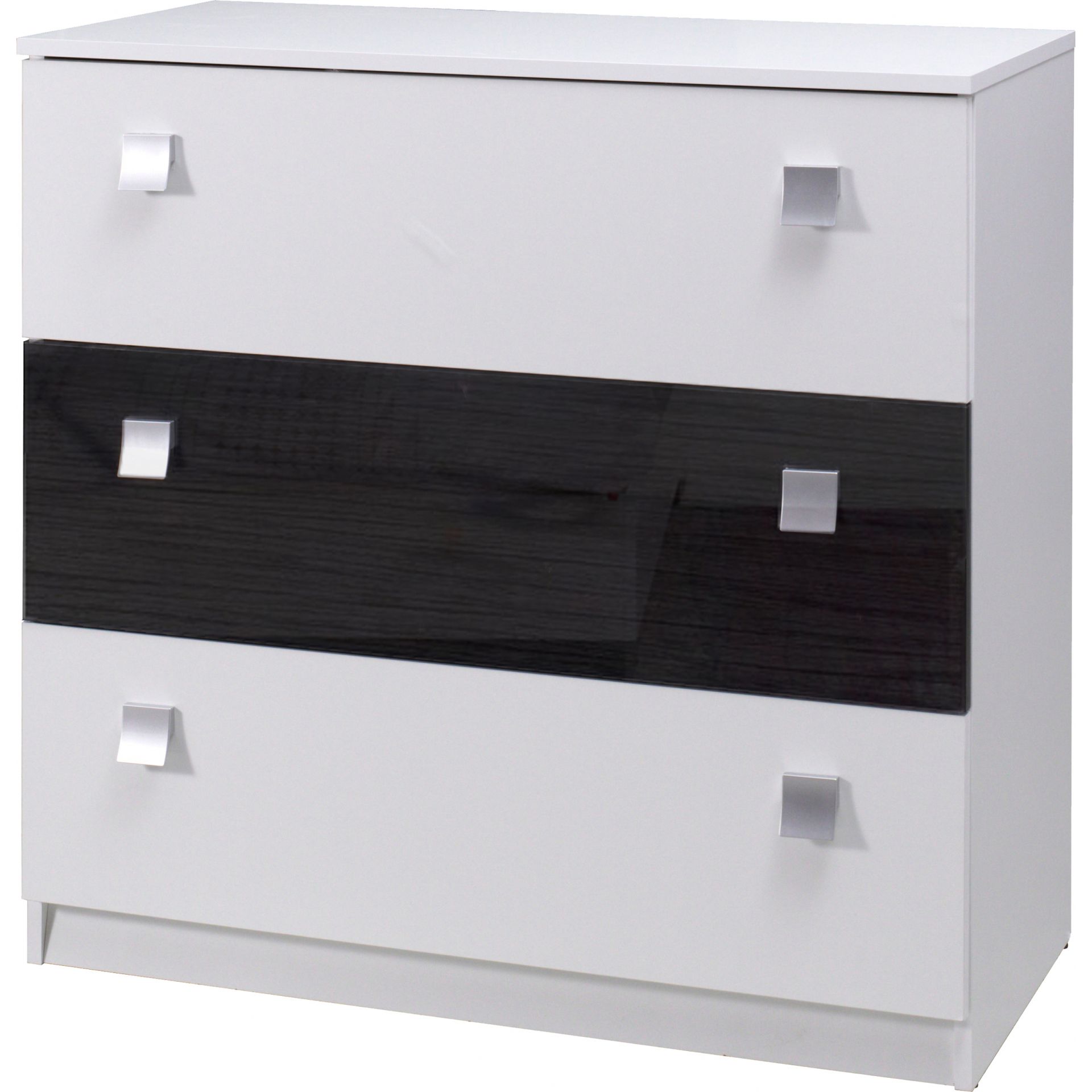 Komoda Lux Stripes Maridex Biały Mat / Biały Połysk / Stripes Biały
