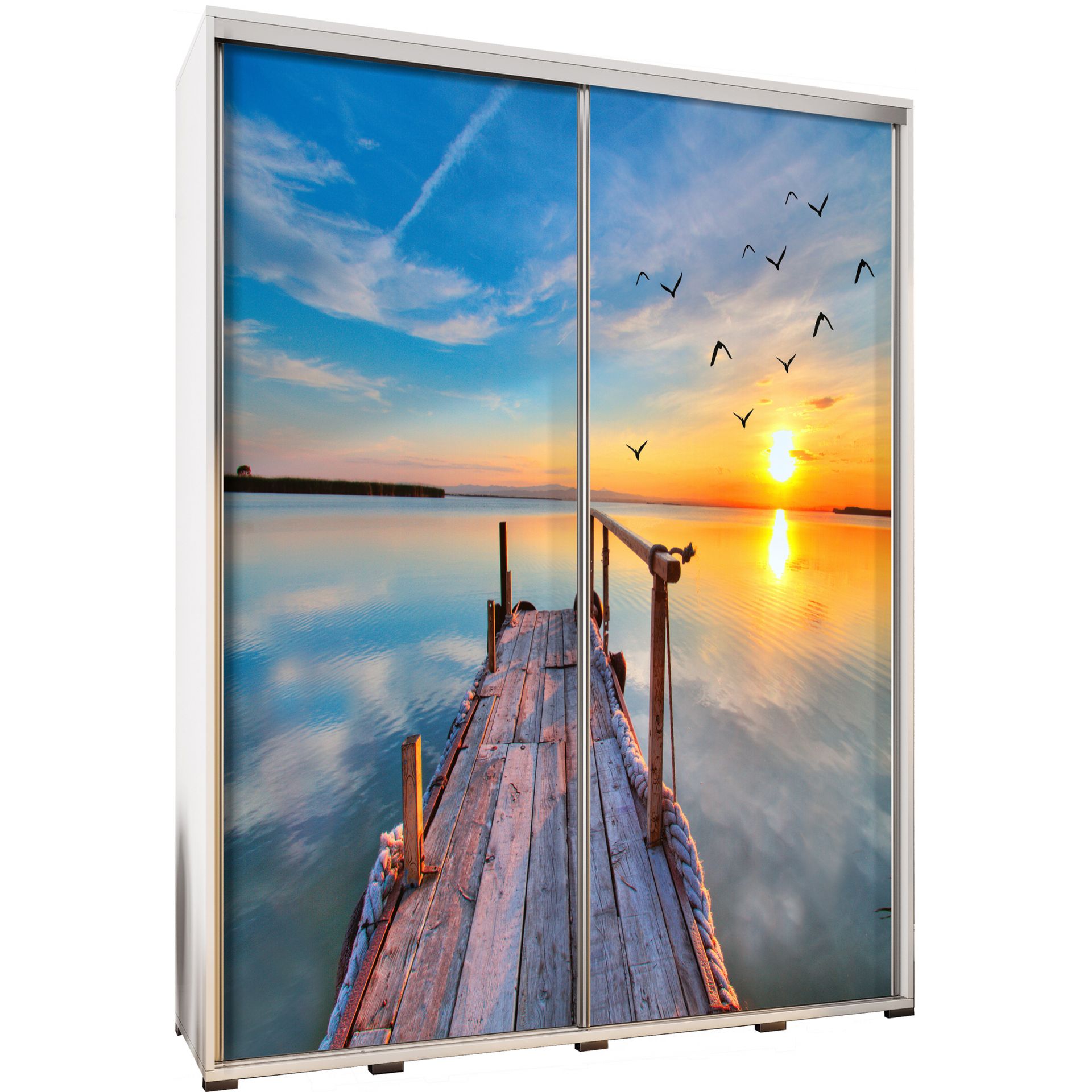 Szafa 155 z Grafiką Jezioro Penelopa Maridex Biały Mat