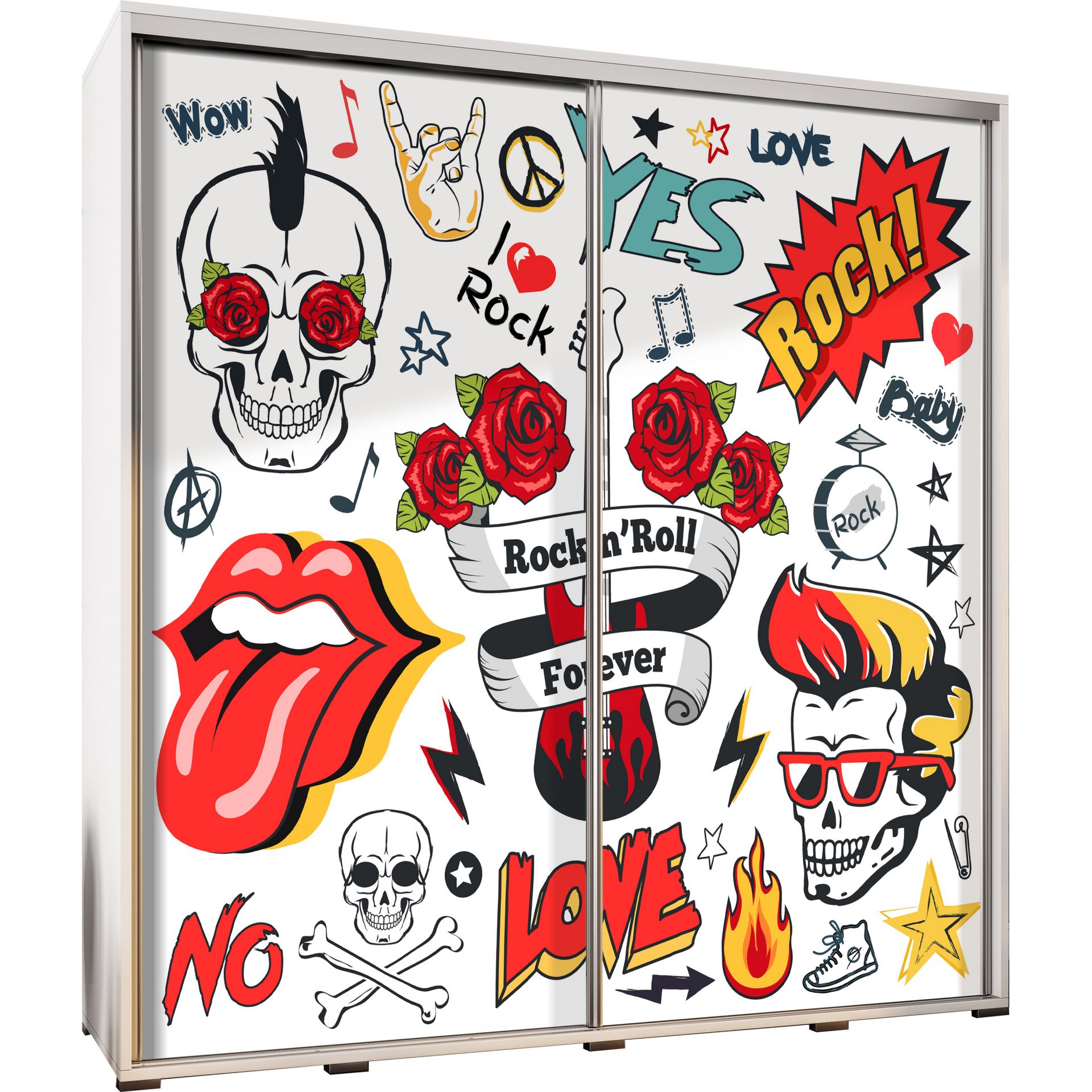 Szafa 205 z Grafiką Rock And Roll Forever Penelopa Maridex Biały Mat