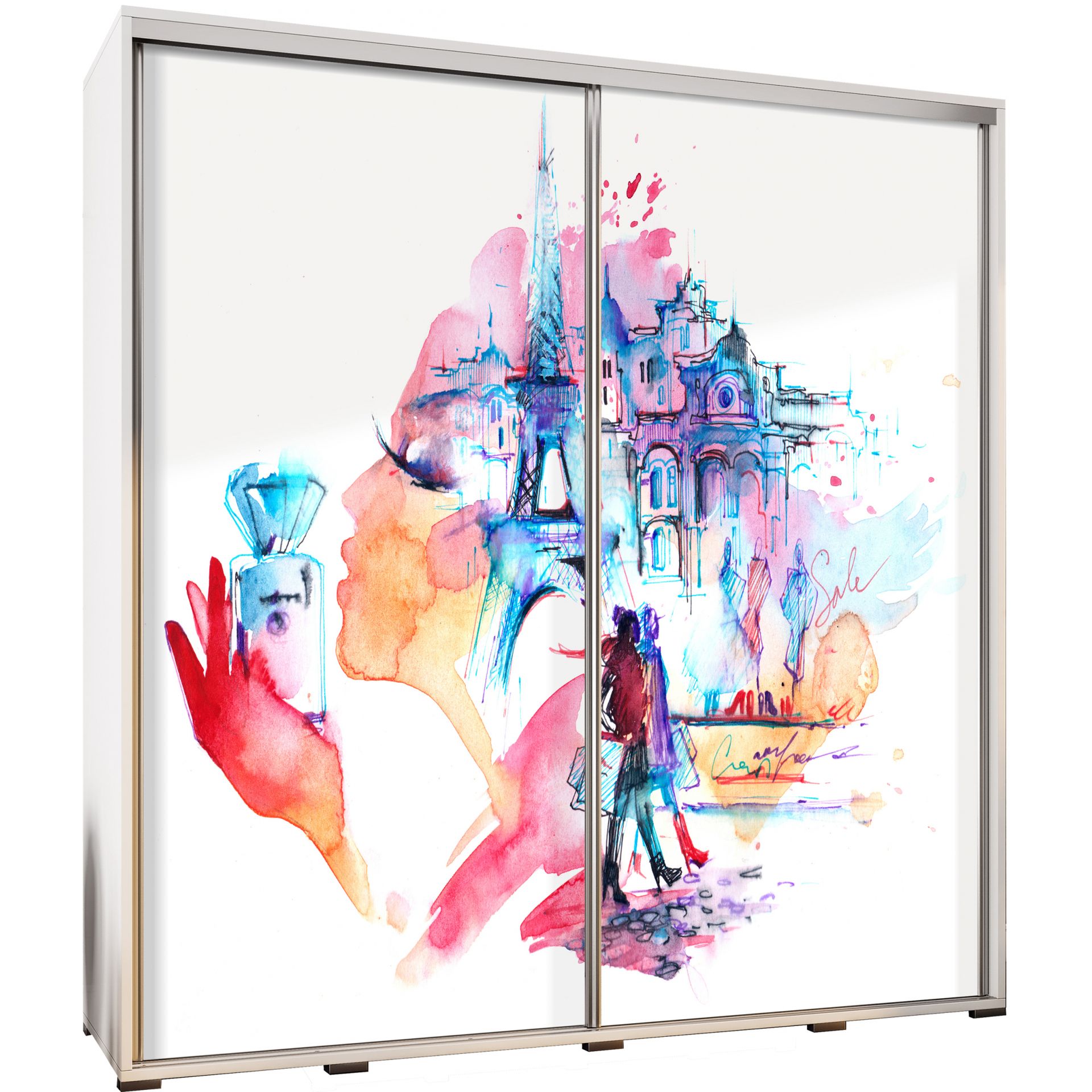 Szafa 205 z Grafiką Paris Penelopa Maridex Biały Mat