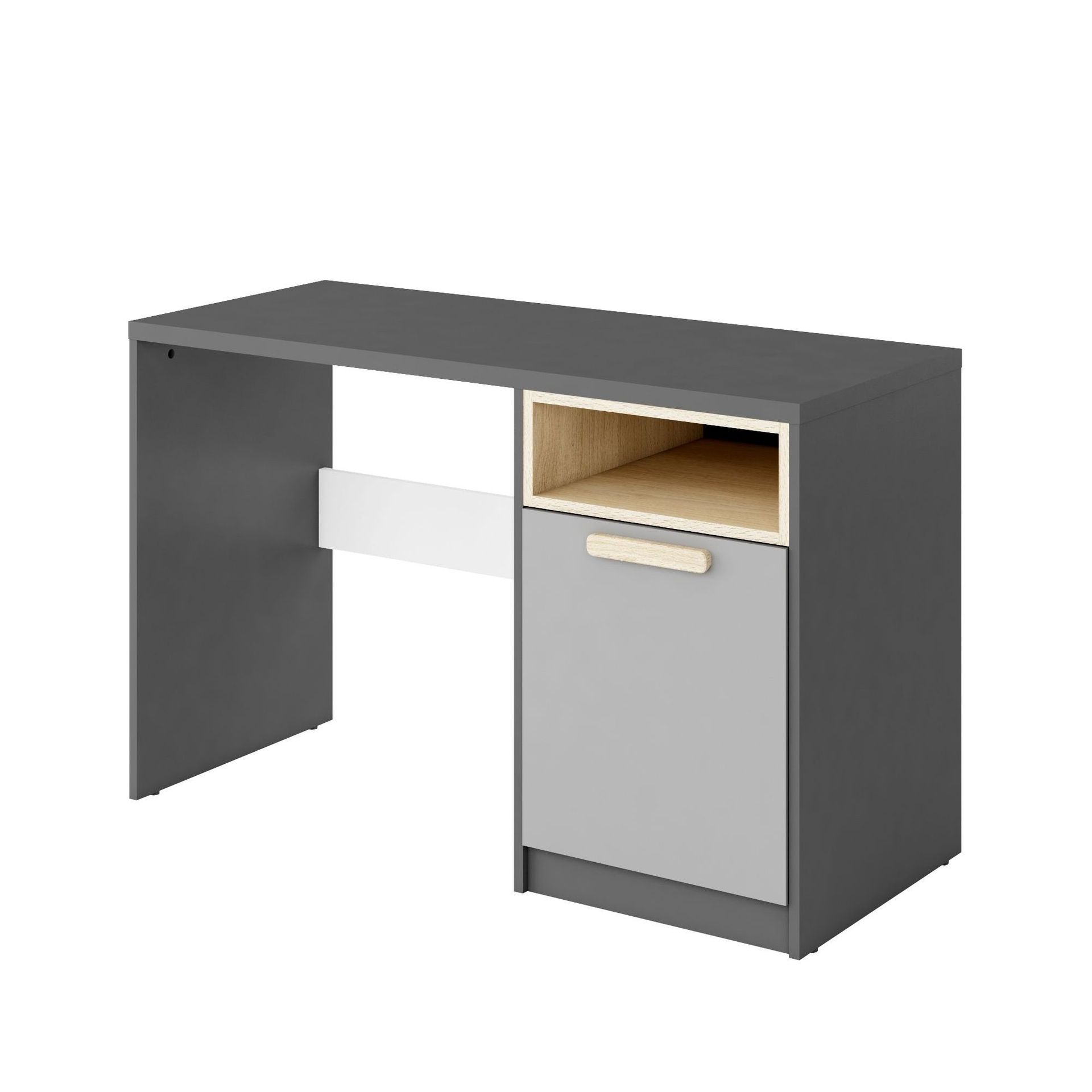 Biurko PO-09 Pok Lenart Jasny Szary, Buk Ibsen, Grafit