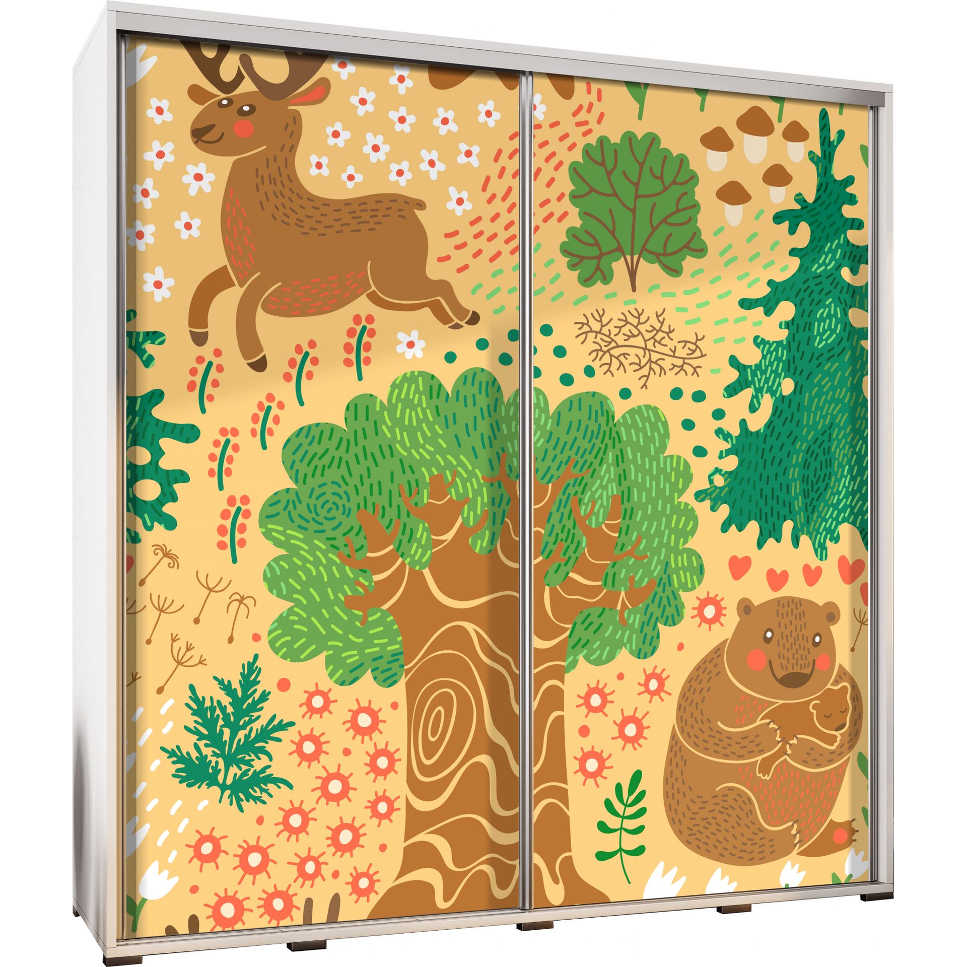 Szafa 205 z Grafiką Forest Penelopa Maridex Biały Mat