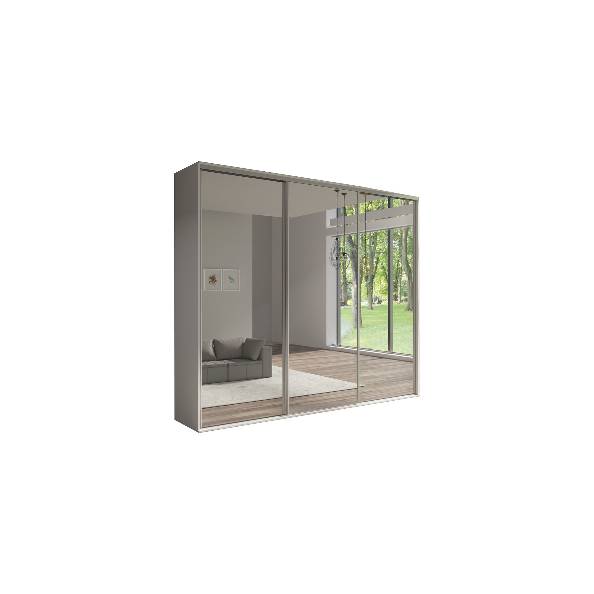 Szafa 277 z 3 Lustrami Grande Maridex Szary Mat