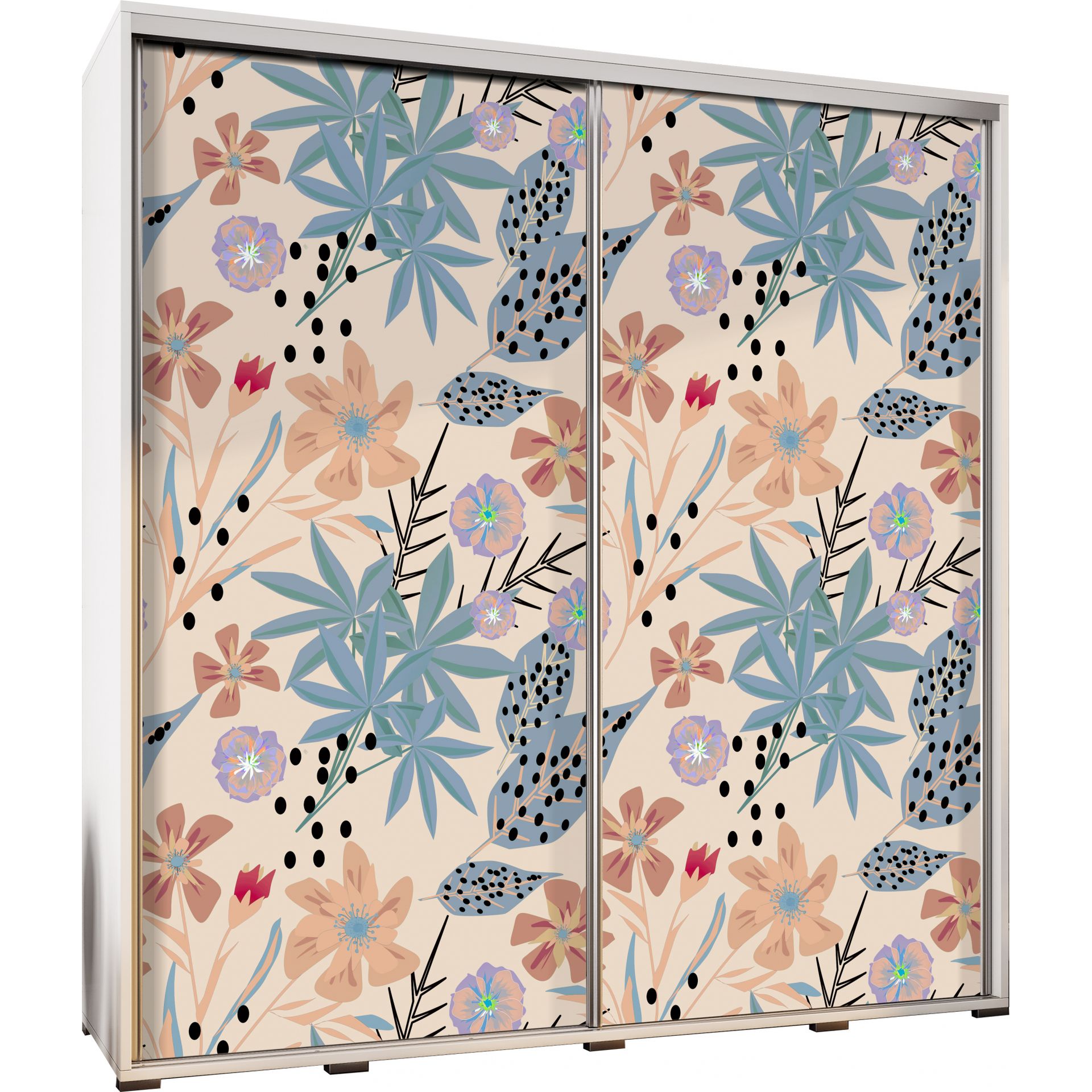 Szafa 205 z Grafiką Kwiaty 2 Penelopa Maridex Biały Mat