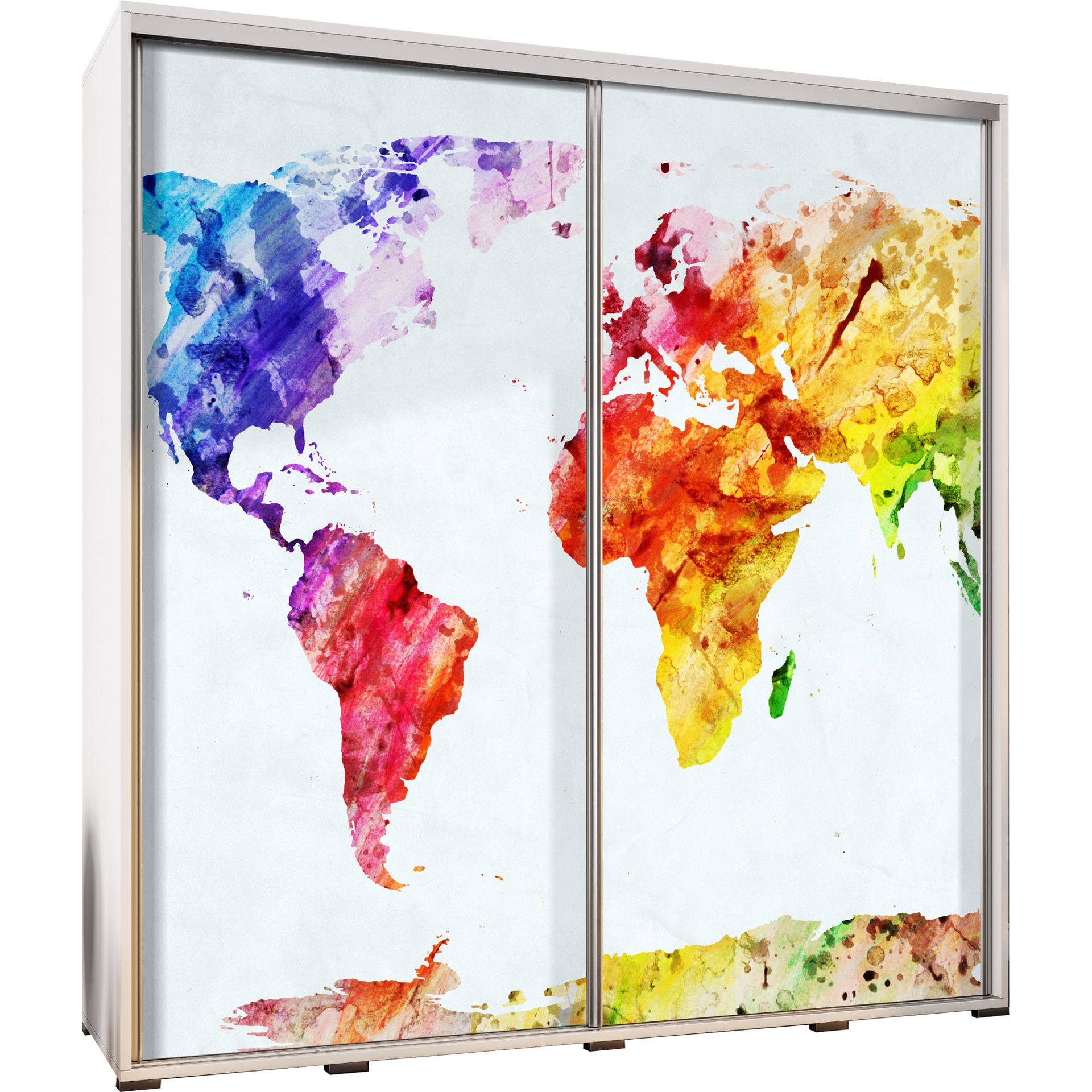 Szafa 205 z Grafiką Mapa Świata 1 Penelopa Maridex Biały Mat