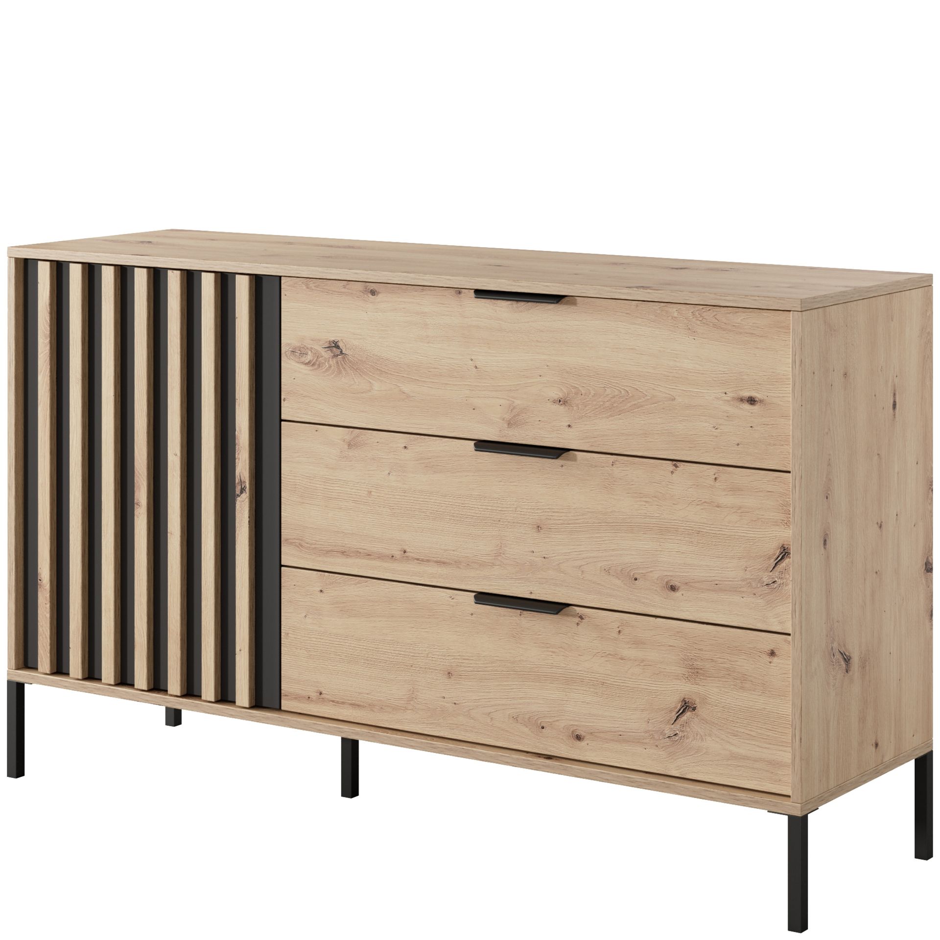 Komoda 138 Tally Sypialnia Laski Meble Dąb Artisan, Antracyt