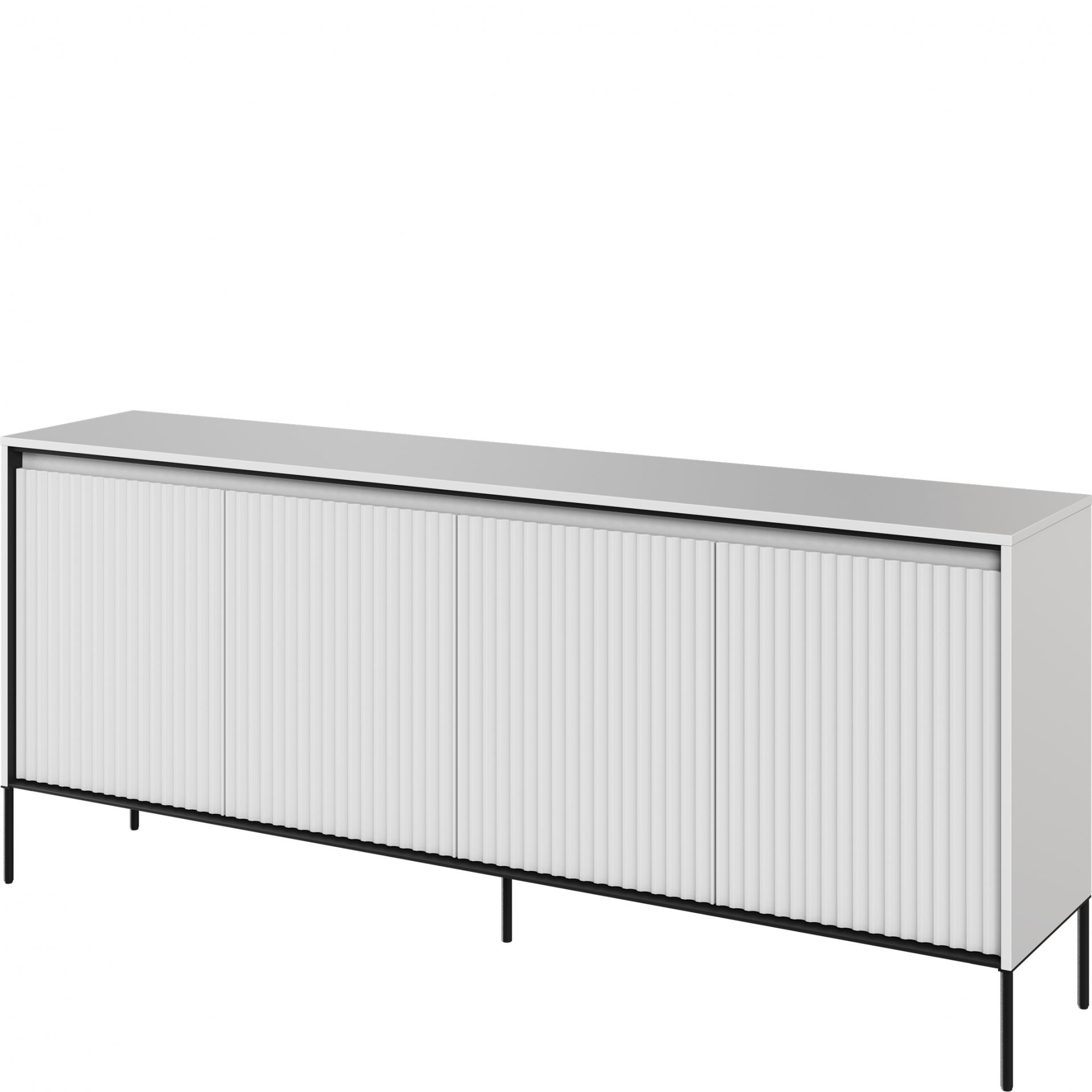 Komoda TR-04 Ryflowana z Oświetleniem Biała / Frez Półkole Trend Lenart Biały, Czarny