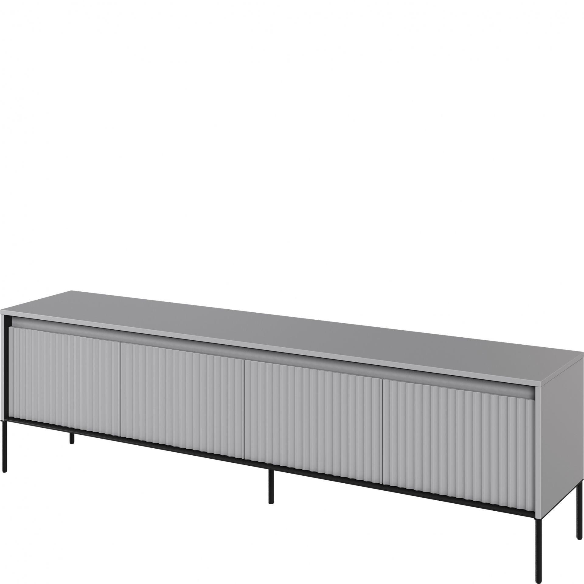 Szafka RTV TR-06 Ryflowana z Oświetleniem Szara / Frez Półkole Trend Lenart Szary, Czarny