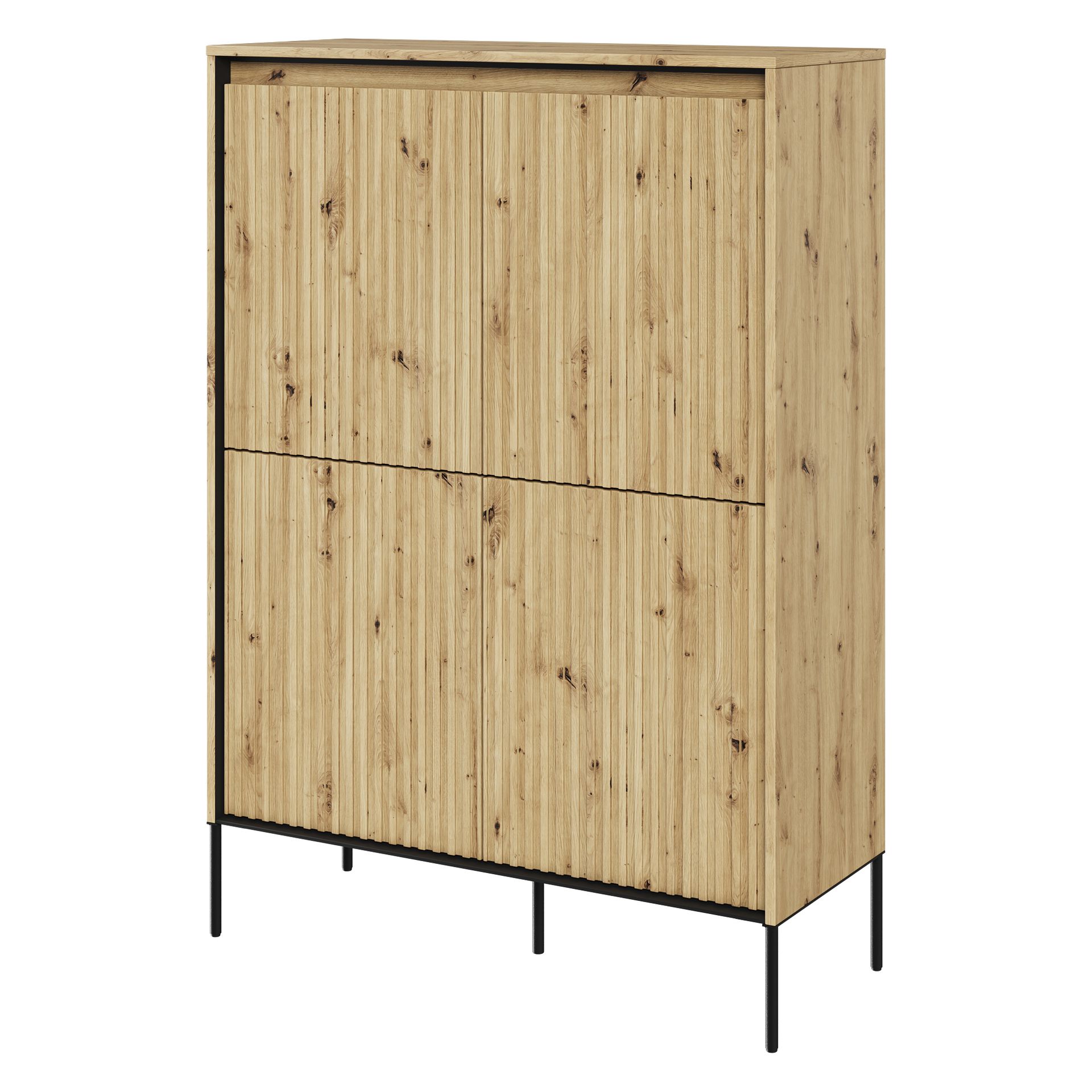 Szafka TR-03 Ryflowana z Oświetleniem Dąb Artisan / Frez Prosty Trend Lenart Dąb Artisan, Czarny