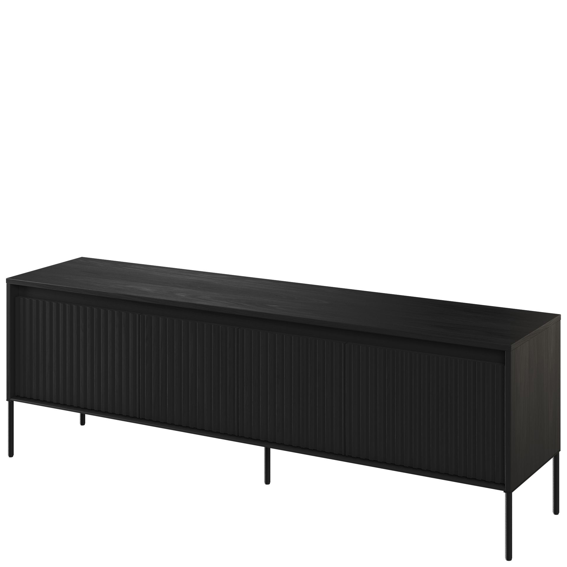 Szafka RTV TR-05 Ryflowana z Oświetleniem Czarna / Frez Prosty Trend Lenart Czarny