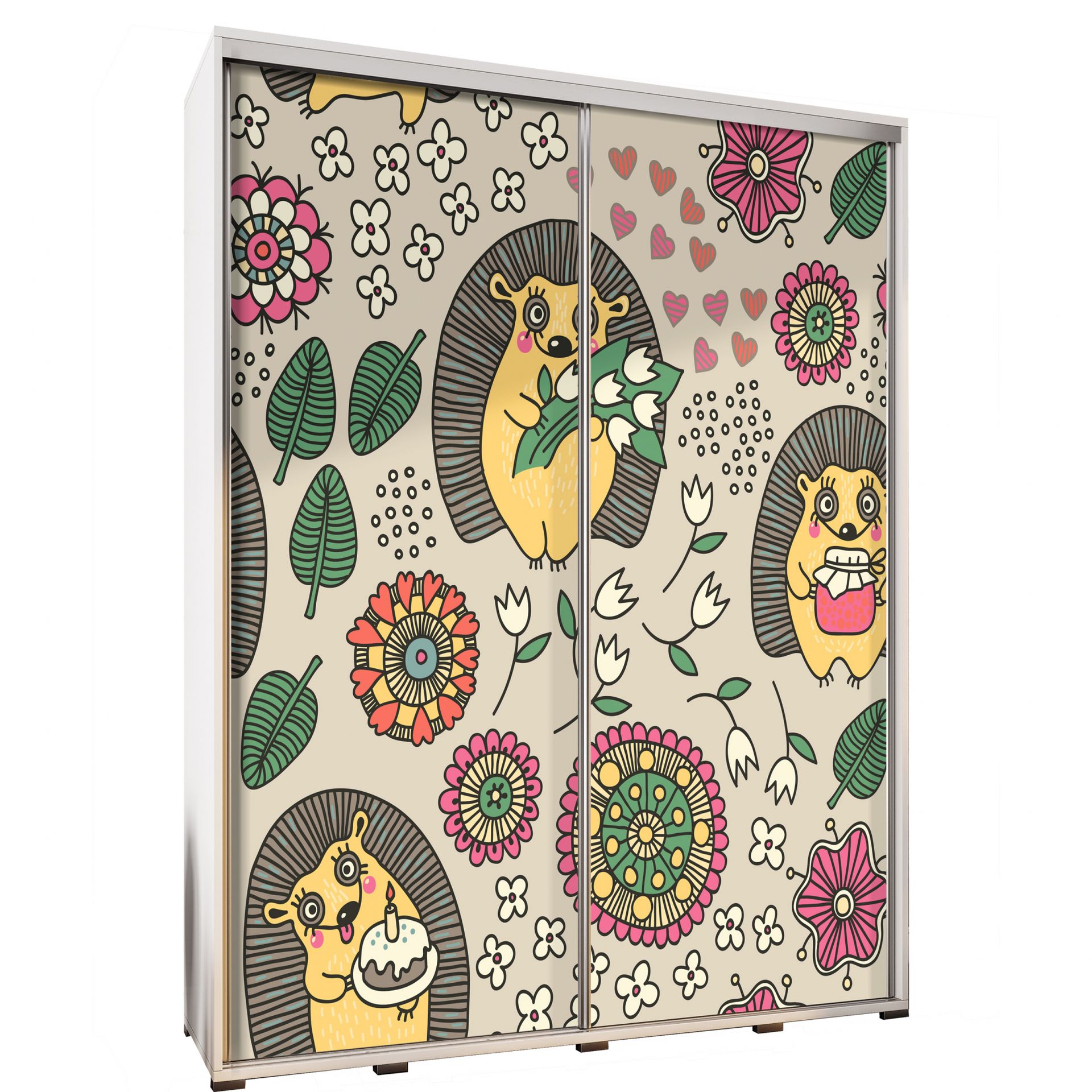 Szafa 155 z Grafiką Jeże Penelopa Maridex Biały Mat