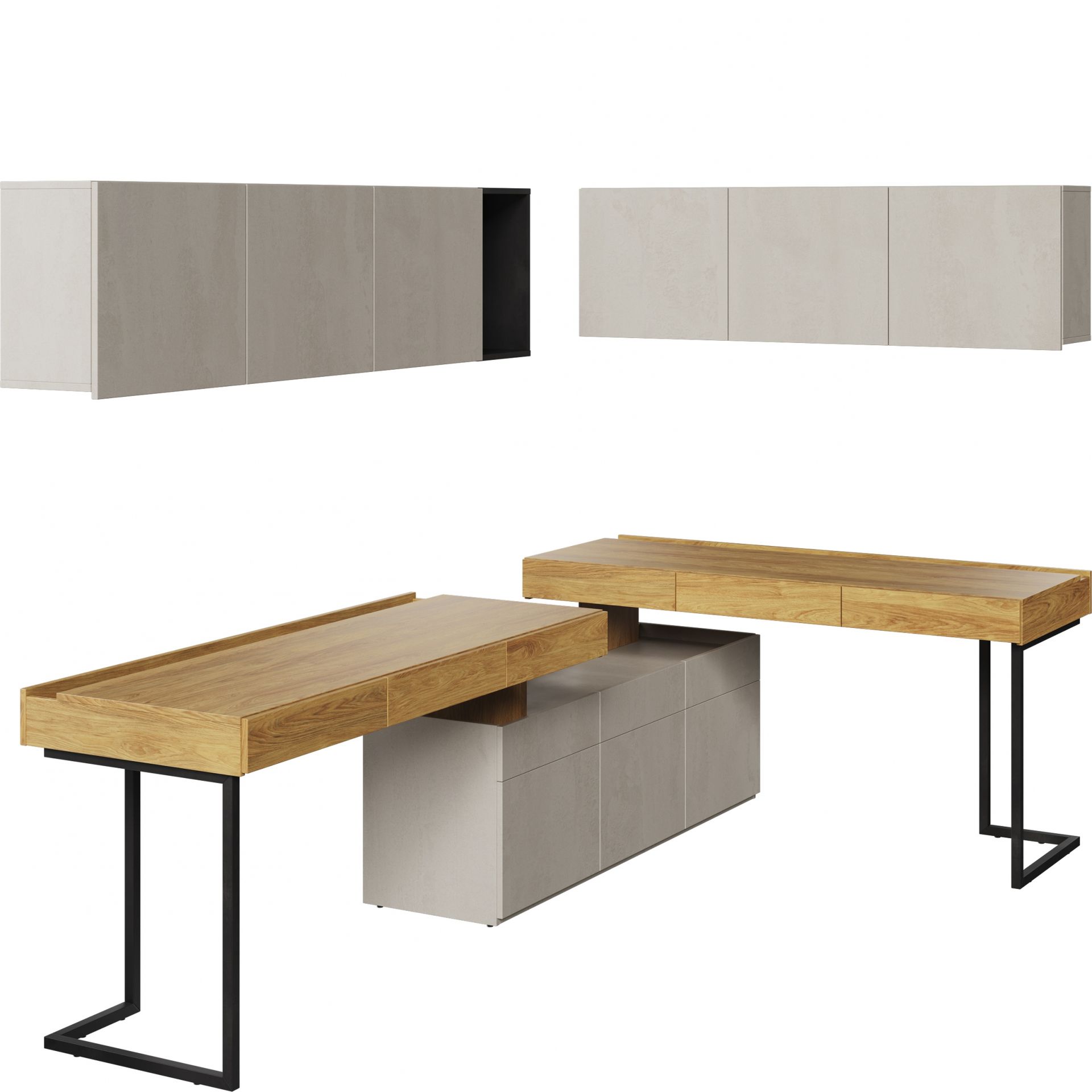 Zestaw Mebli Młodzieżowych SET-08A Teen Flex Lenart Hikora Naturalna, Silk Flou, Raw Steel