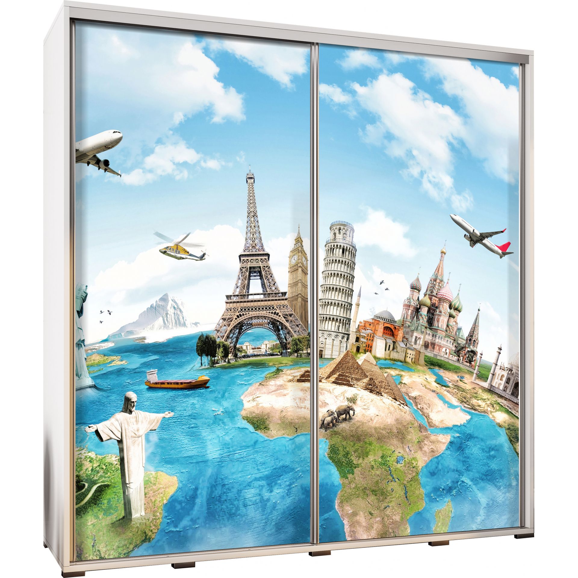 Szafa 205 z Grafiką Mapa Penelopa Maridex Biały Mat