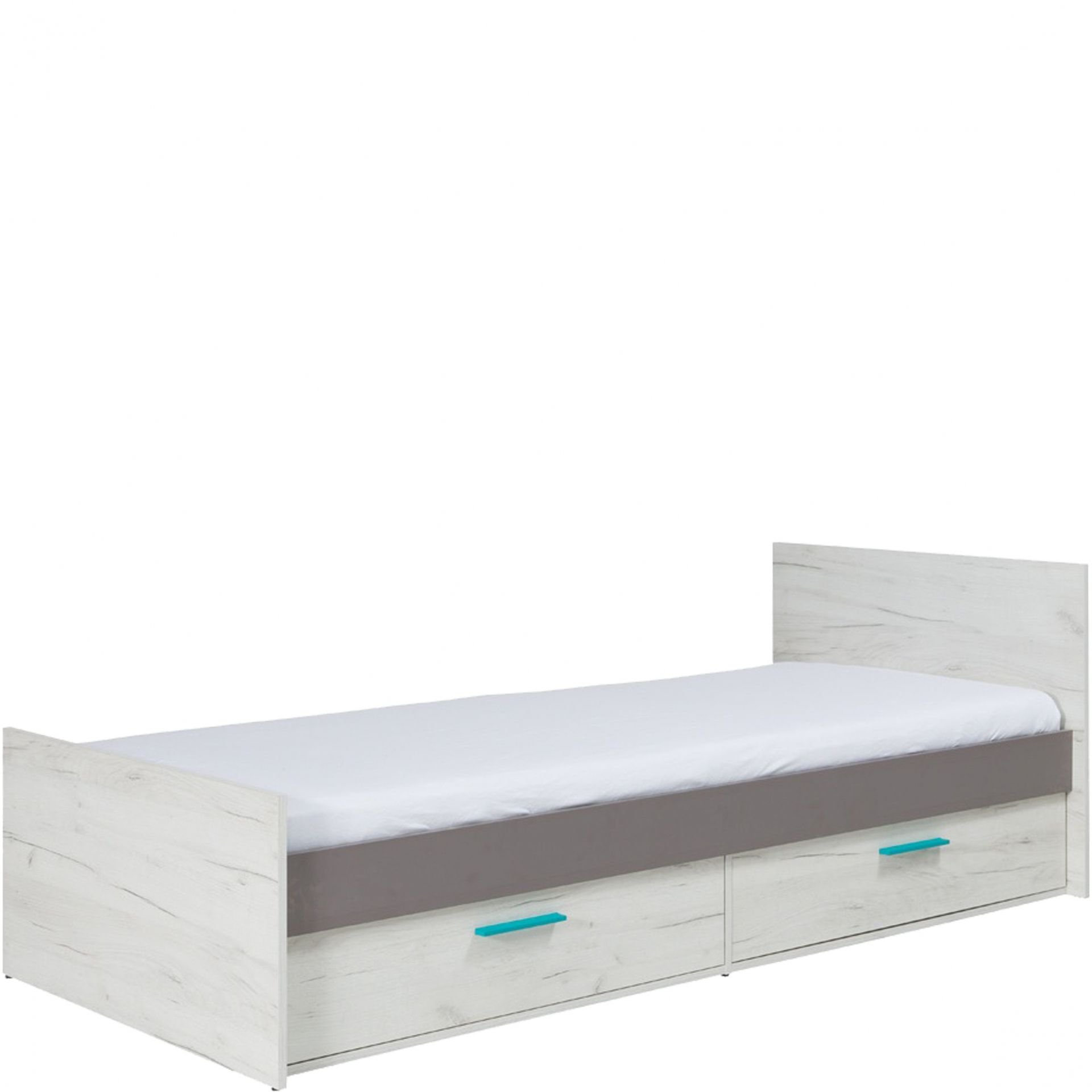 Łóżko 90 x 200 z Szufladami R16 Rest Maridex Popiel, Dąb Craft Biały Kolor 02