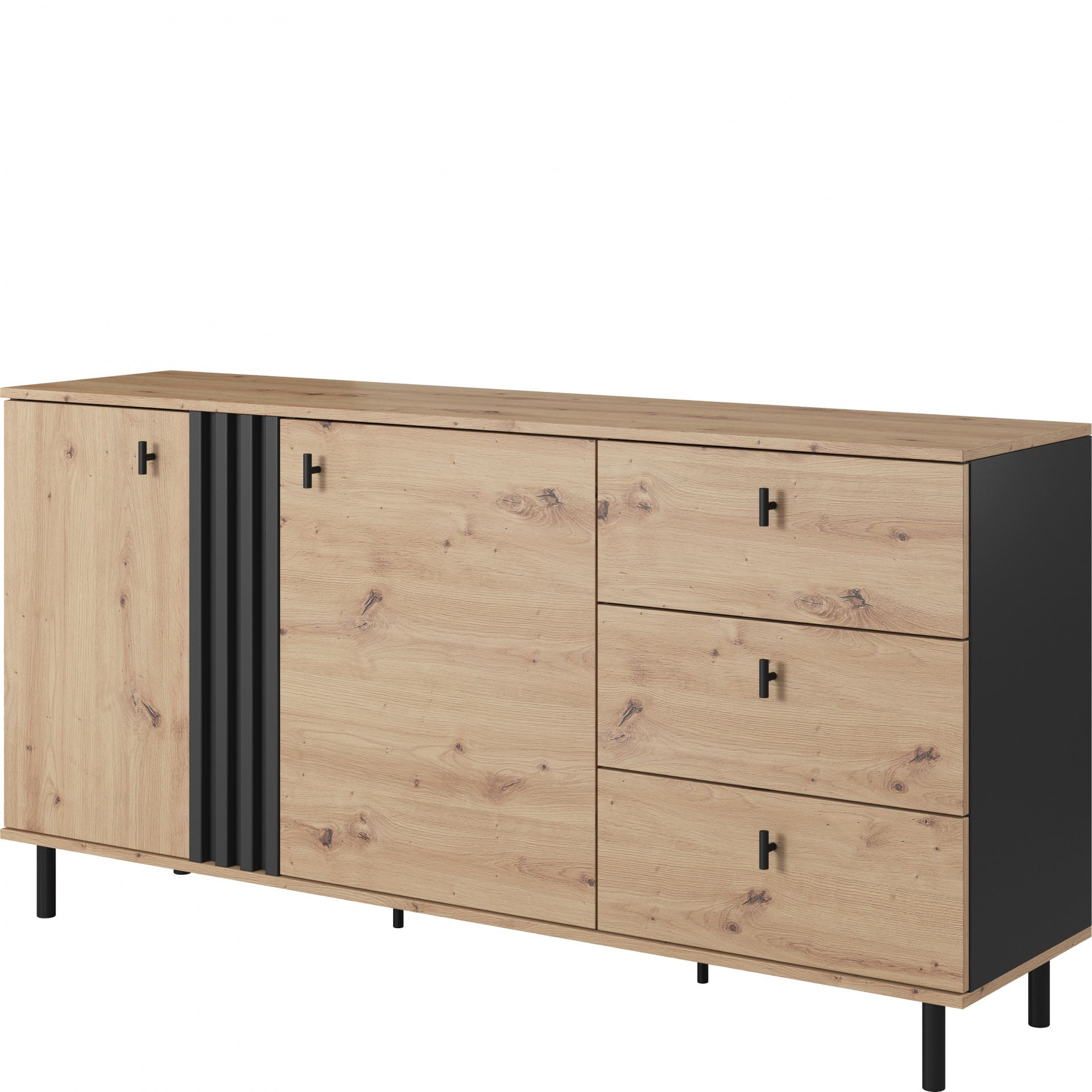 Komoda 2D3S Madis Laski Meble Dąb Artisan, Antracyt