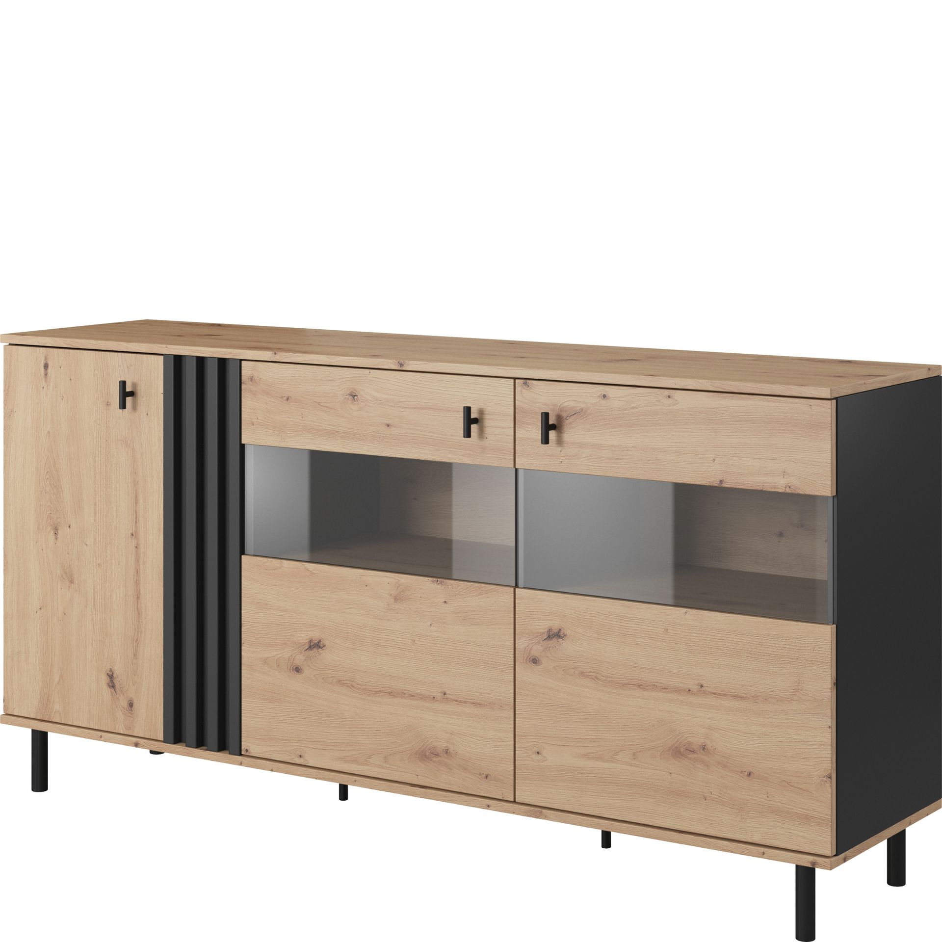 Kredens 3D Madis Laski Meble Dąb Artisan, Antracyt