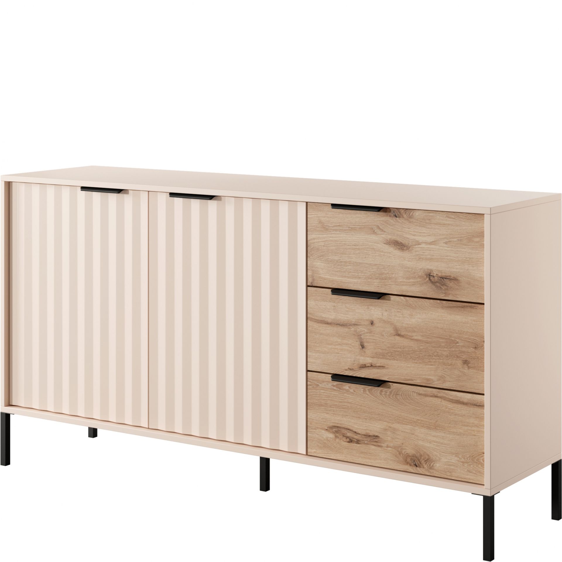 Komoda 153 2D3S Rave Laski Meble Czarny Mat / Dąb Artisan