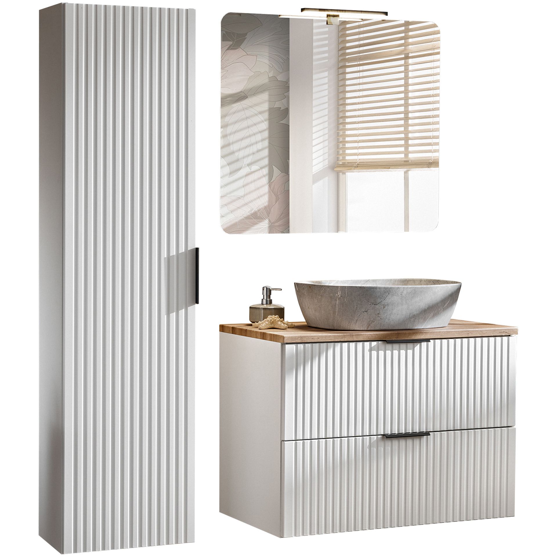 Zestaw Mebli do Łazienki Set 80-01 Adel White Comad Biały