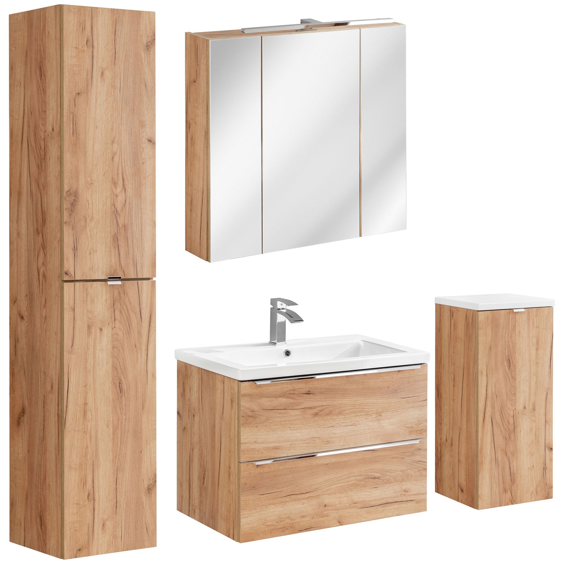 Zestaw Mebli do Łazienki Set 80 cm Capri Oak Comad Dąb Craft Złoty