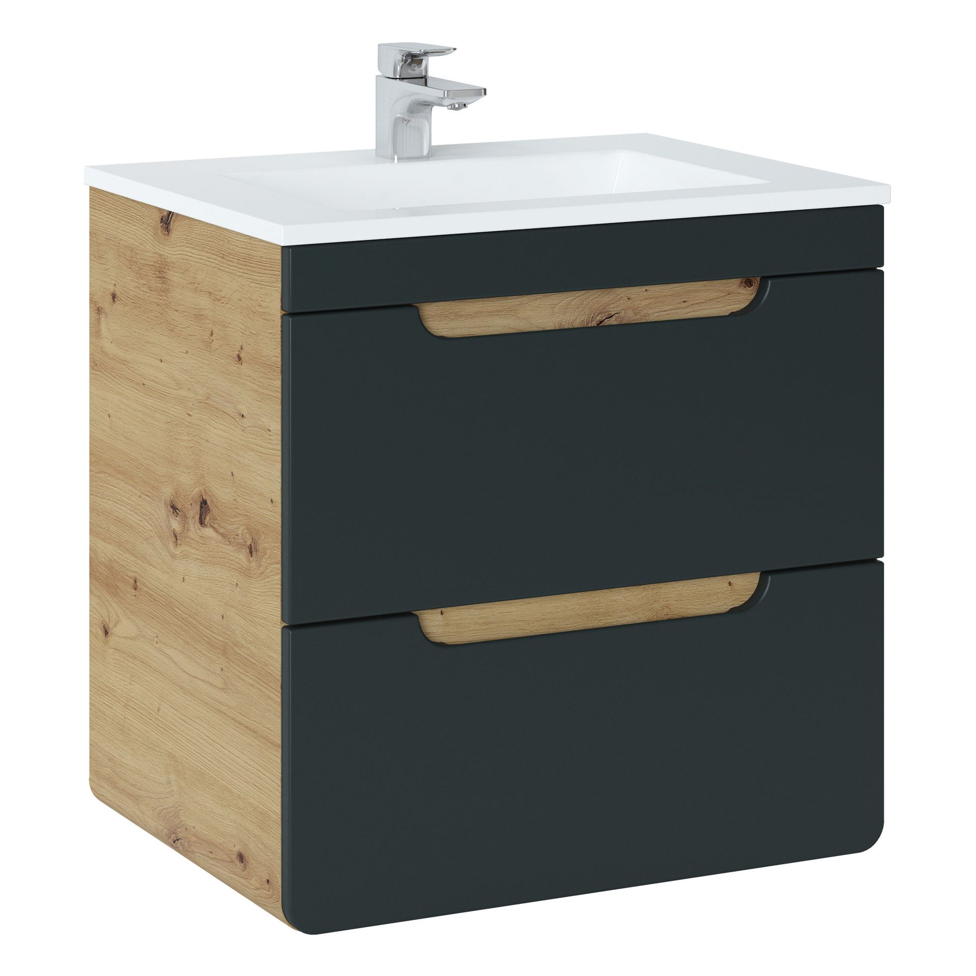 Szafka z Umywalką 820 Aruba Cosmos Comad Ciemny Grafit, Dąb Artisan