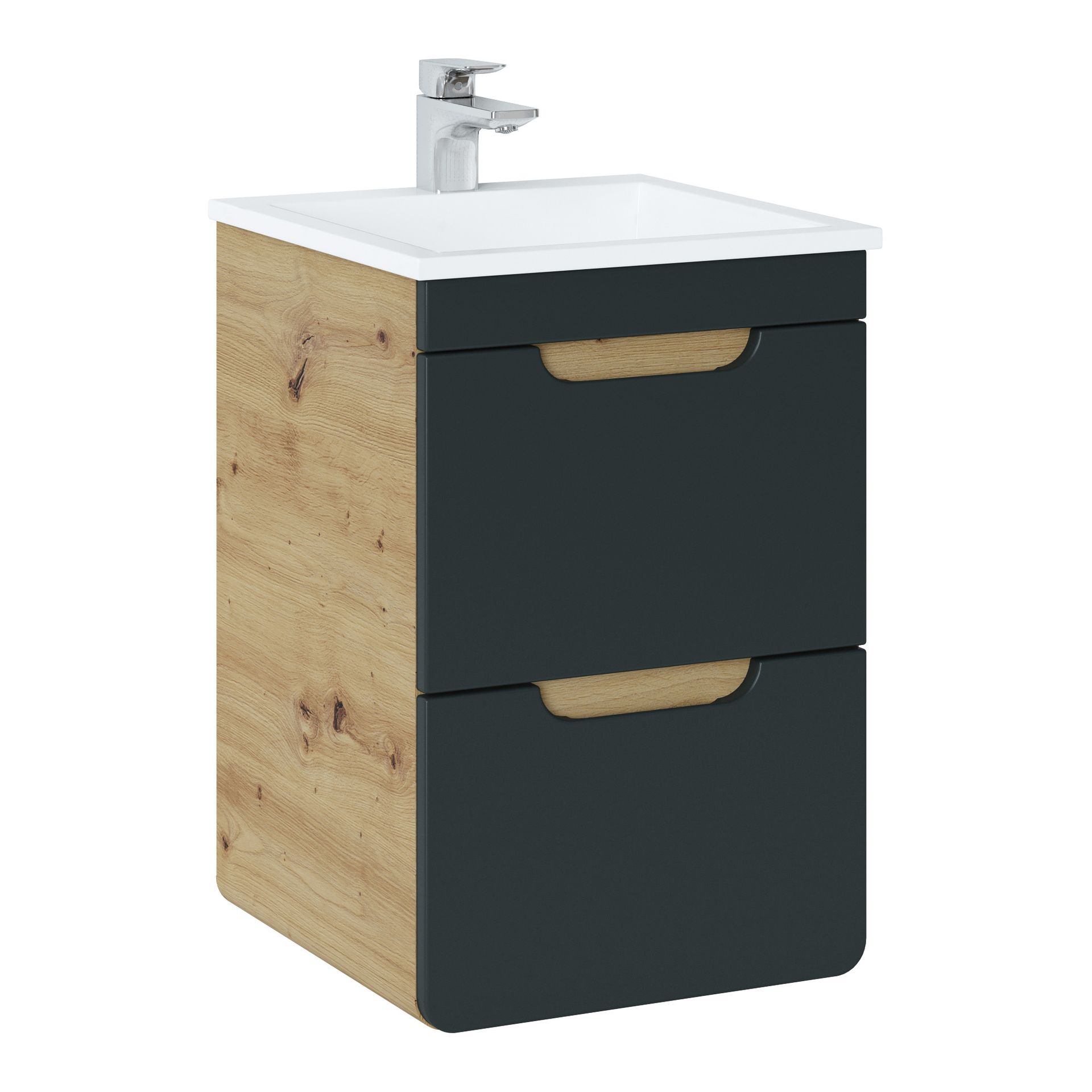Szafka z Umywalką 823 Aruba Cosmos Comad Ciemny Grafit, Dąb Artisan