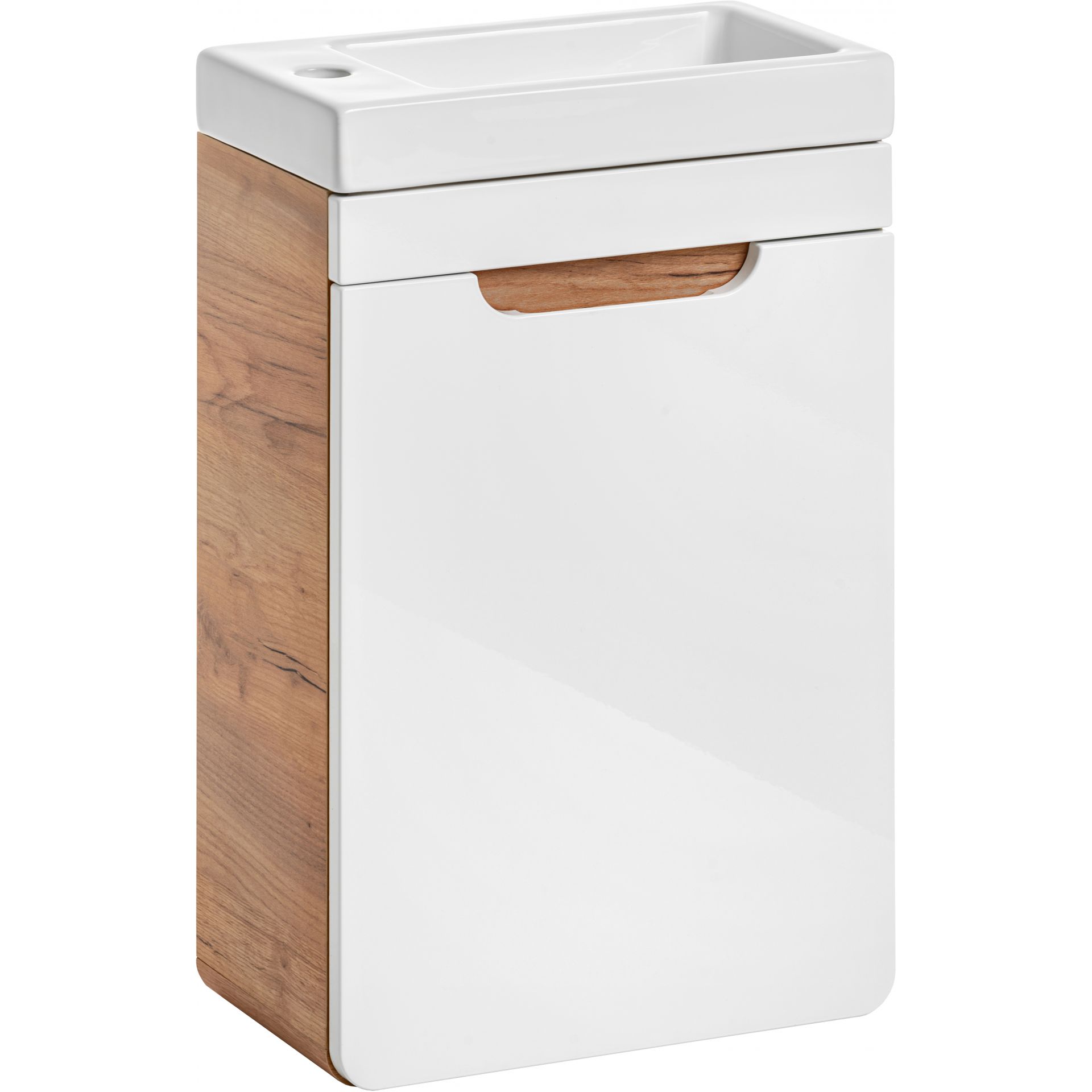 Szafka z Umywalką 826 Aruba Comad Biały, Dąb Craft Złoty