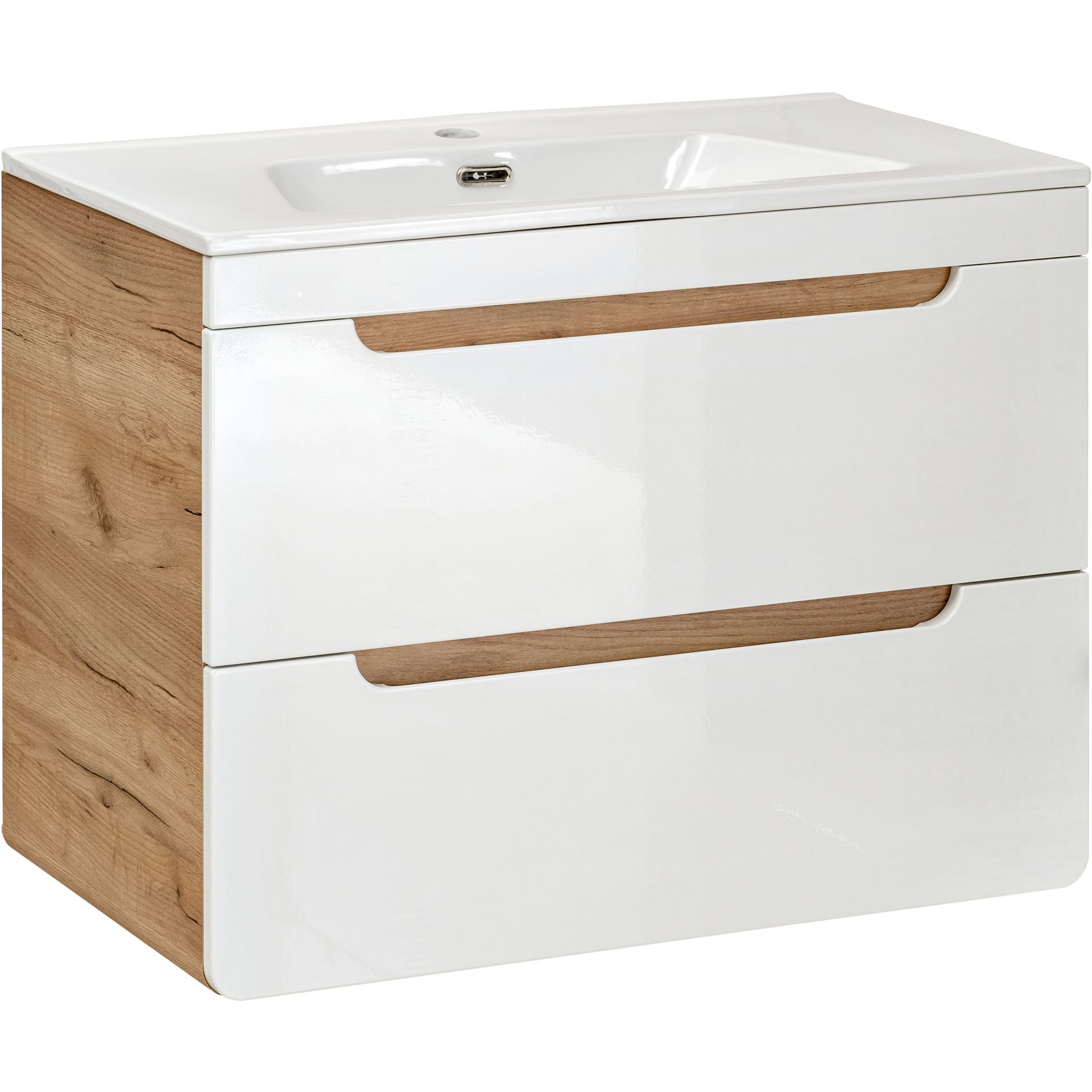 Szafka z Umywalką 820 Aruba Comad Biały, Dąb Craft Złoty