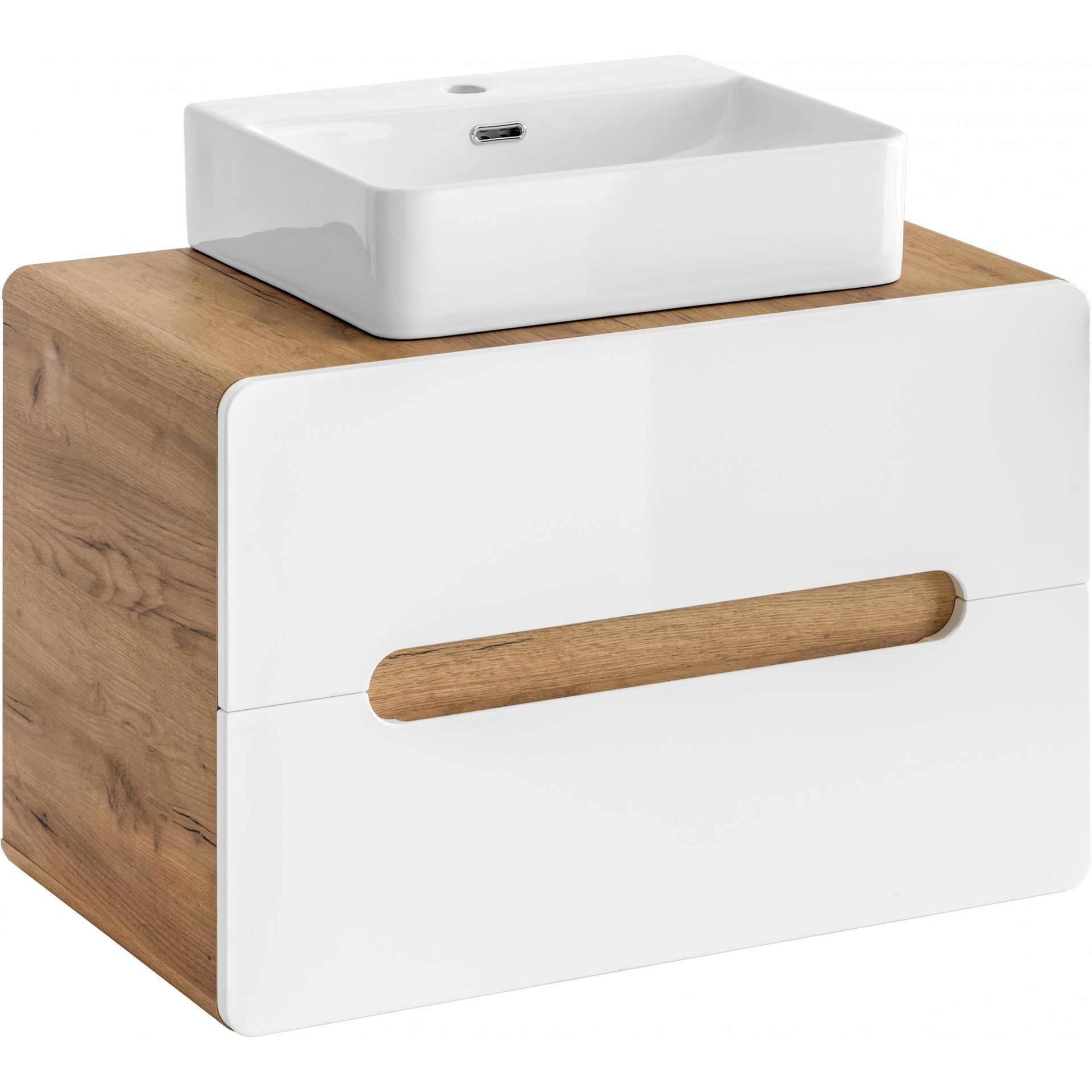 Szafka z Umywalką 829 Aruba Comad Biały, Dąb Craft Złoty