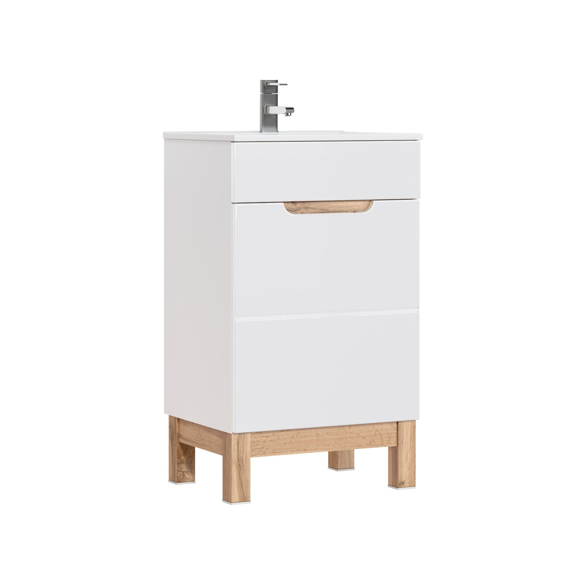 Szafka z Umywalką 824 Bali White Comad Biały Kasai, Biel Alpejska, Dąb Wotan