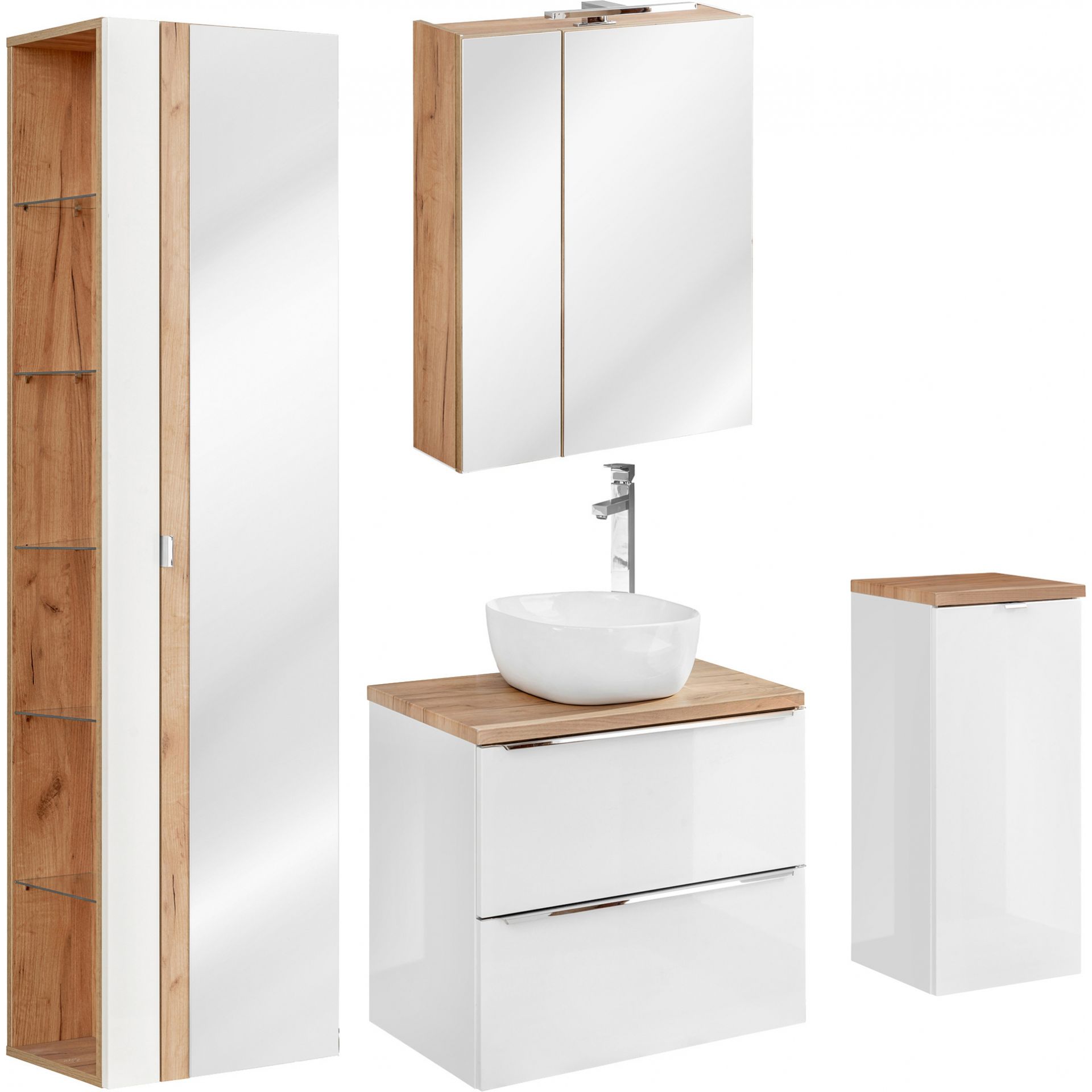 Zestaw Mebli do Łazienki Set 60 cm Capri White Comad Biały, Dąb Craft Złoty