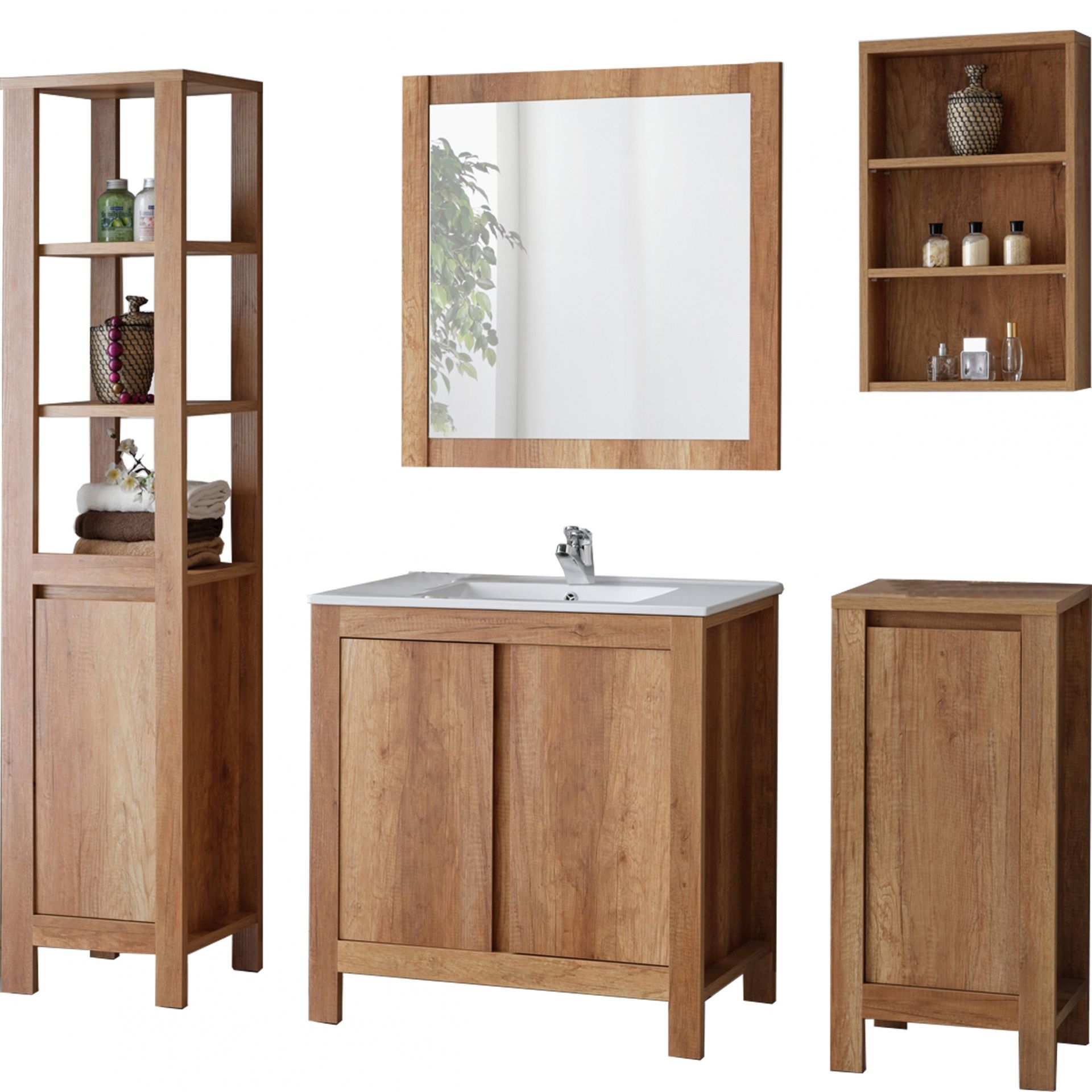 Zestaw Mebli do Łazienki Set 80 cm Classic Oak Comad Dąb Country