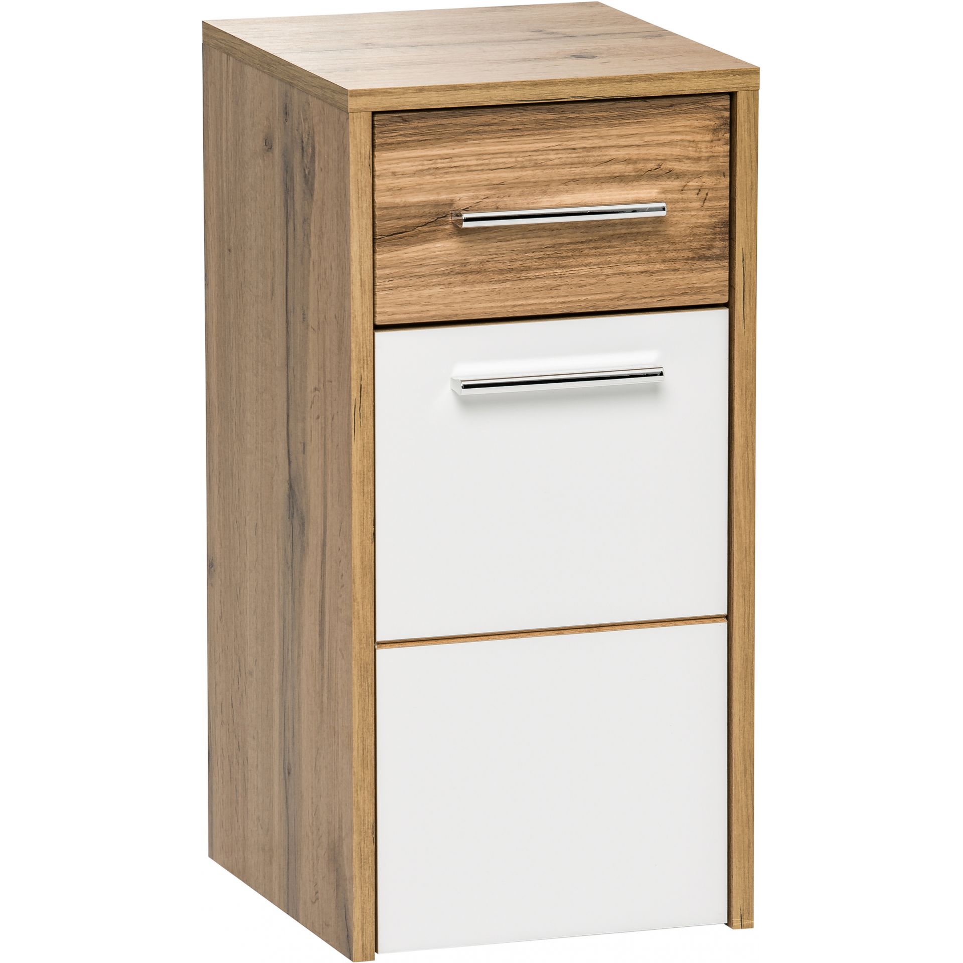 Szafka Łazienkowa Wisząca z Szufladami i Drzwiami 810 Ibiza White Comad Dąb Wotan, Biały