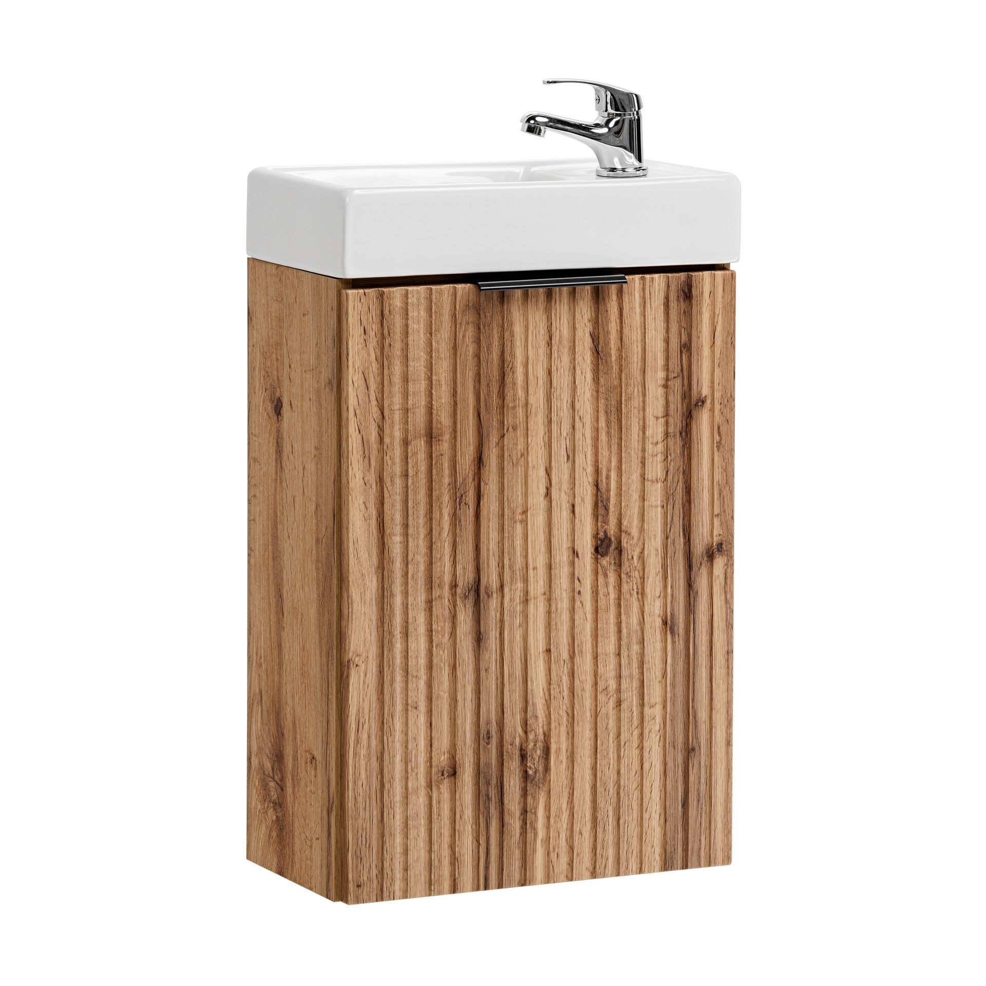 Szafka Łazienkowa Wisząca z Umywalką 82-40-B1D Adel Oak Comad Dąb Wotan, Szary Skalny