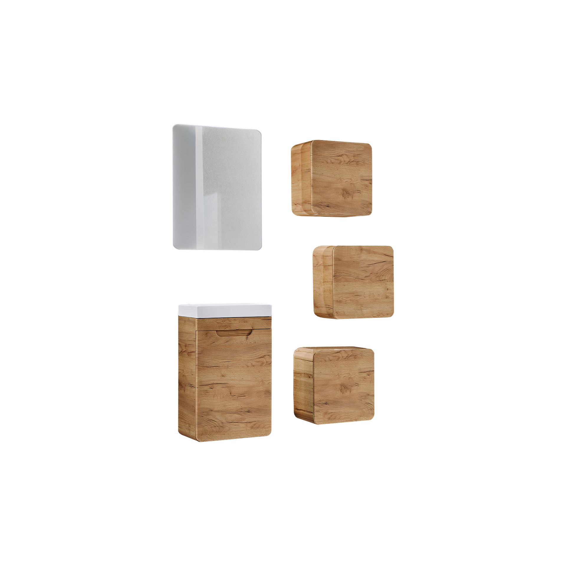 Zestaw Mebli do Łazienki Set 40-01 Aruba Craft Comad Dąb Craft Złoty