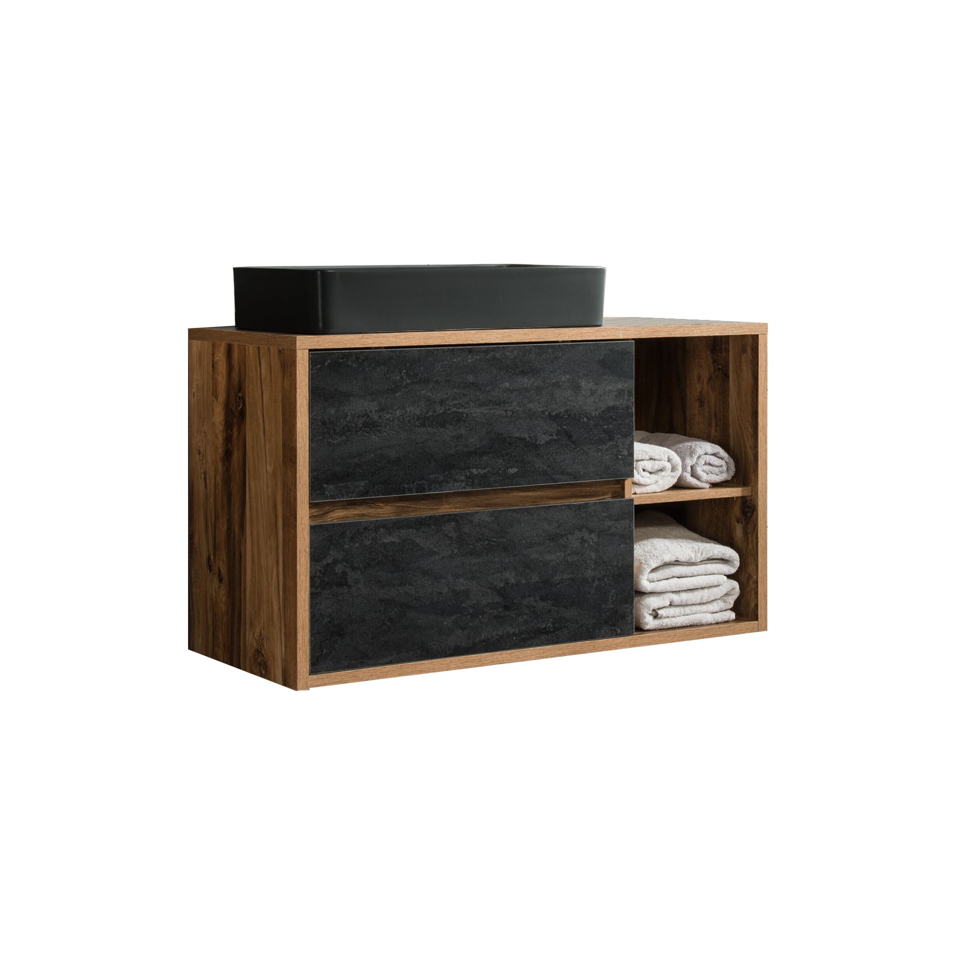 Szafka z Umywalką 824-100BL Hampton Concerte Comad Ciemny Beton, Dąb Hunton