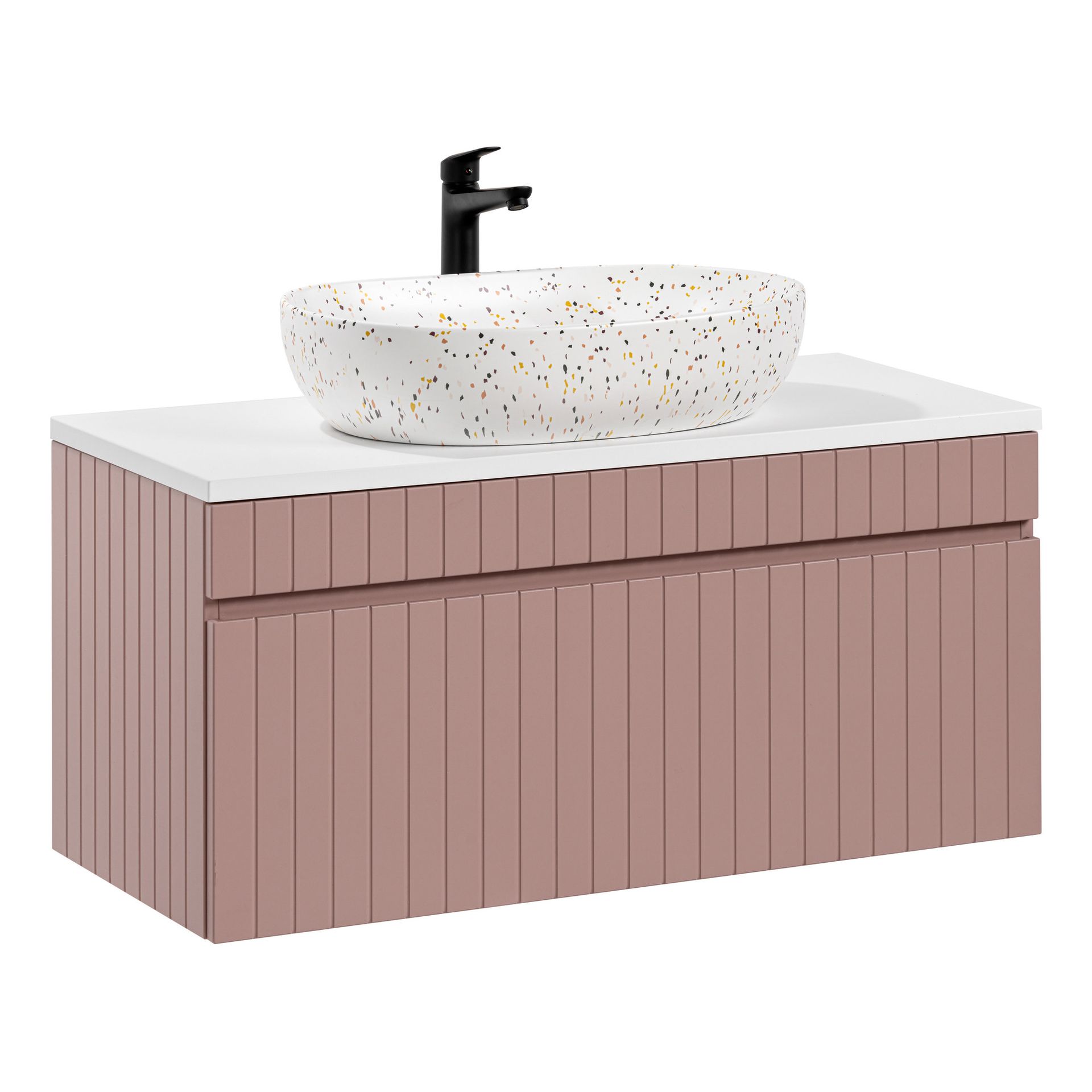 Szafka Łazienkowa Wisząca z Umywalką 82-100-D-1S Iconic Rose Comad Antyczna Róża, Alpejska Biel
