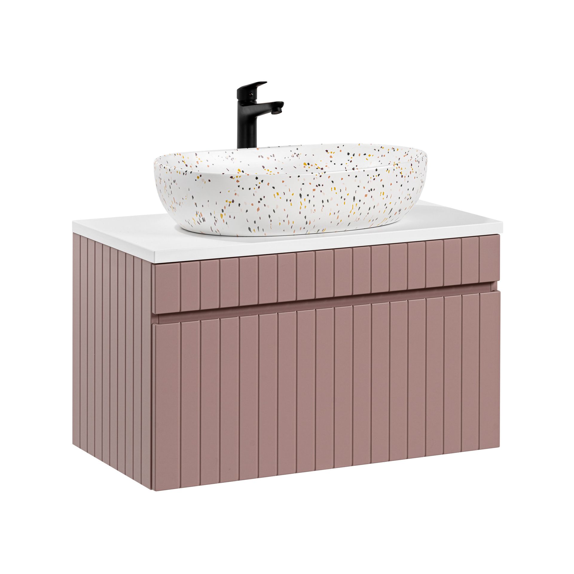 Szafka Łazienkowa Wisząca z Umywalką 82-80-D-1S Iconic Rose Comad Antyczna Róża, Alpejska Biel