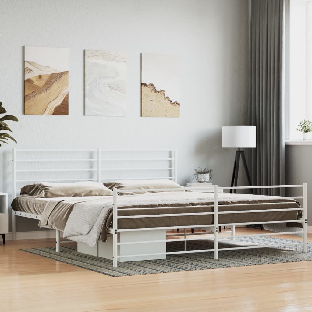 Фото - Інші меблі VidaXL Metalowa rama łóżka z wezgłowiem i zanóżkiem, biała, 180x200 cm Lumarko! 