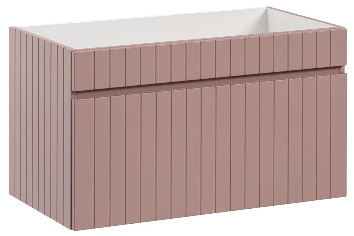 PUDROWA Szafka pod umywalkę WISZĄCA PUDROWY RÓŻ 80 cm Szuflada FREZOWANY FRONT