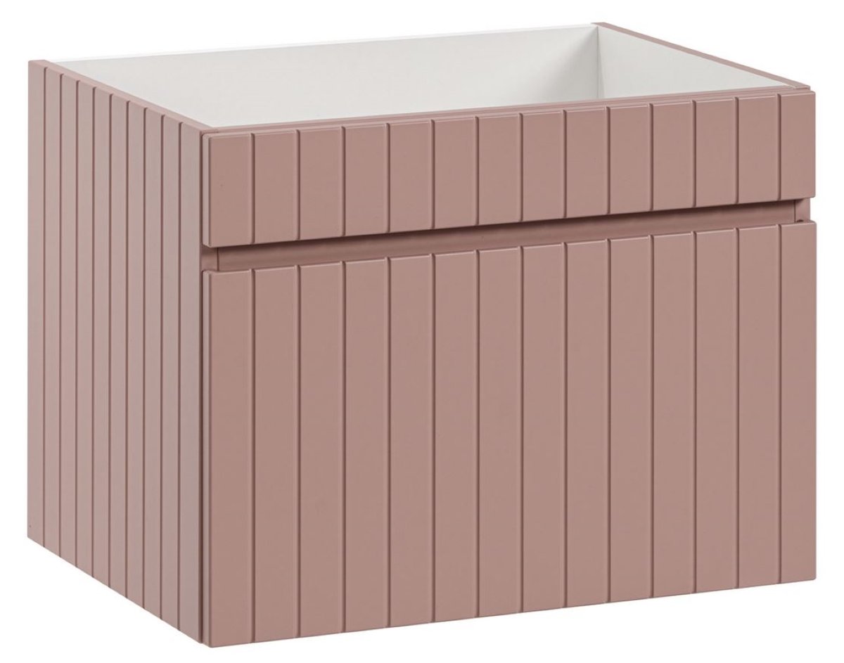 Pudrowa Szafka Pod Umywalkę Wisząca Pudrowy Róż 60 Cm Szuflada Frezowany Front