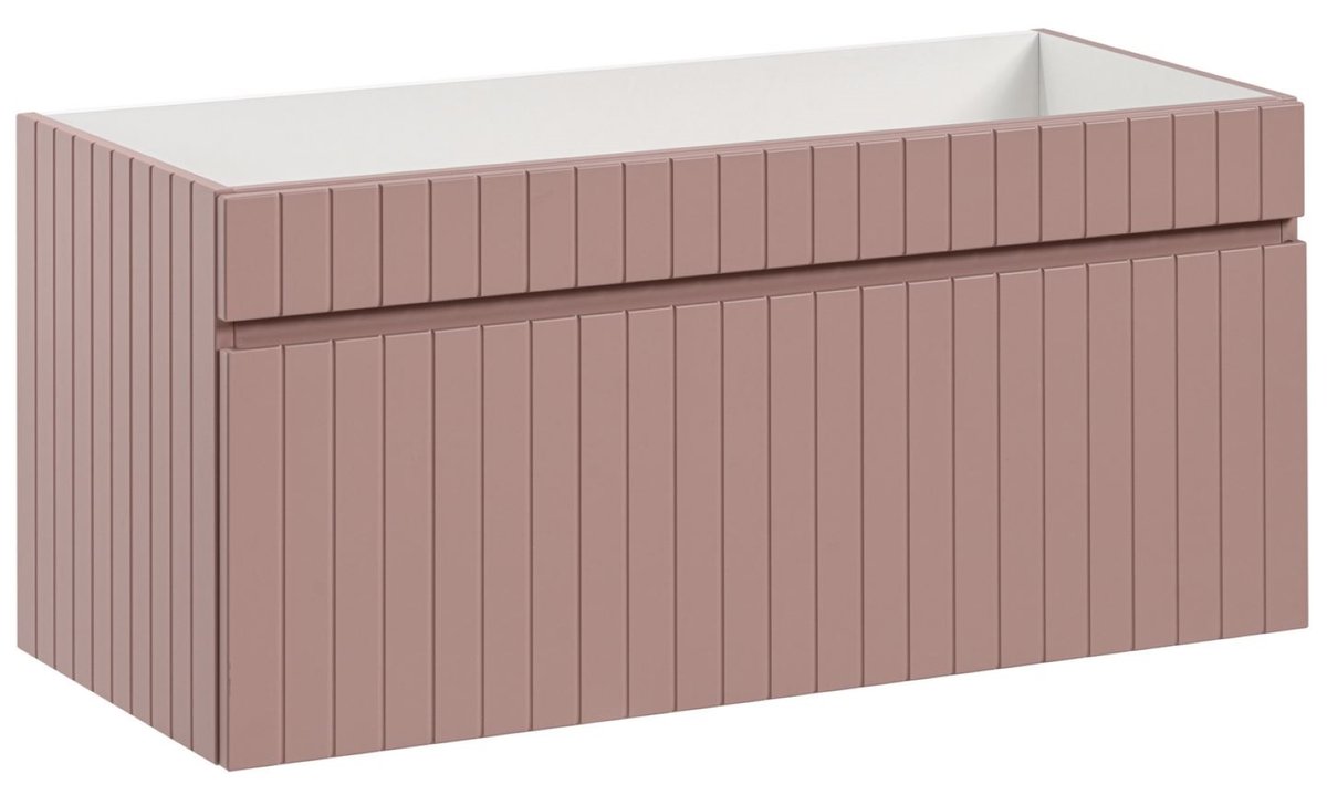 PUDROWA Szafka pod umywalkę WISZĄCA 100 cm PUDROWY RÓŻ Szuflada FREZOWANY FRONT