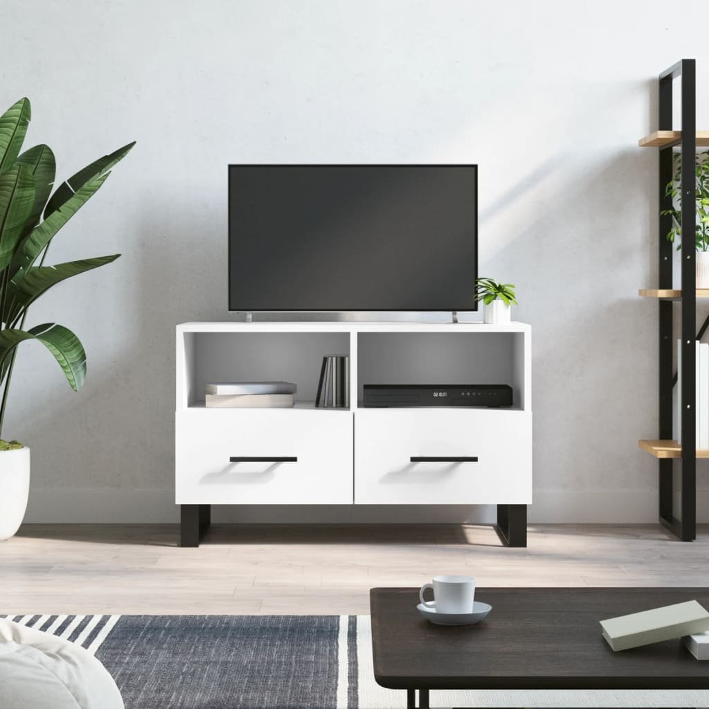 vidaXL Szafka pod TV, biała, 80x36x50 cm, materiał drewnopochodny