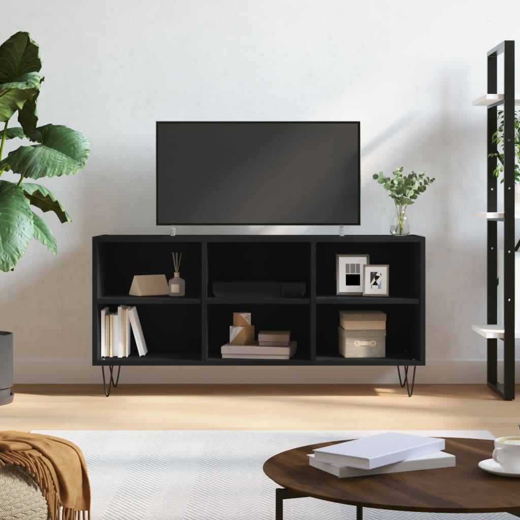 vidaXL Szafka pod TV, czarna, 103,5x30x50 cm, materiał drewnopochodny