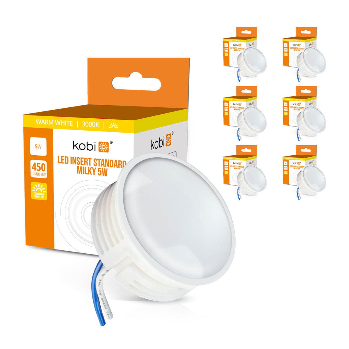 Zestaw 6x moduł LED INSERT 5W 3000K MILKY
