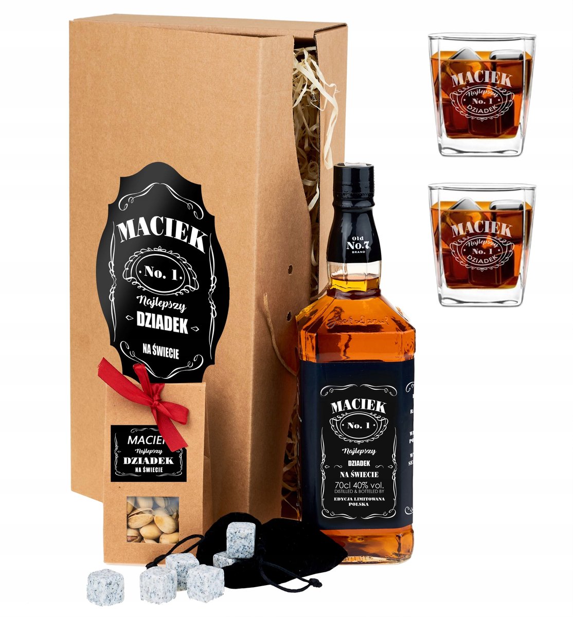 DLA DZIADKA SZKLANKI WHISKY LOGO KARAFKA BOX Y9