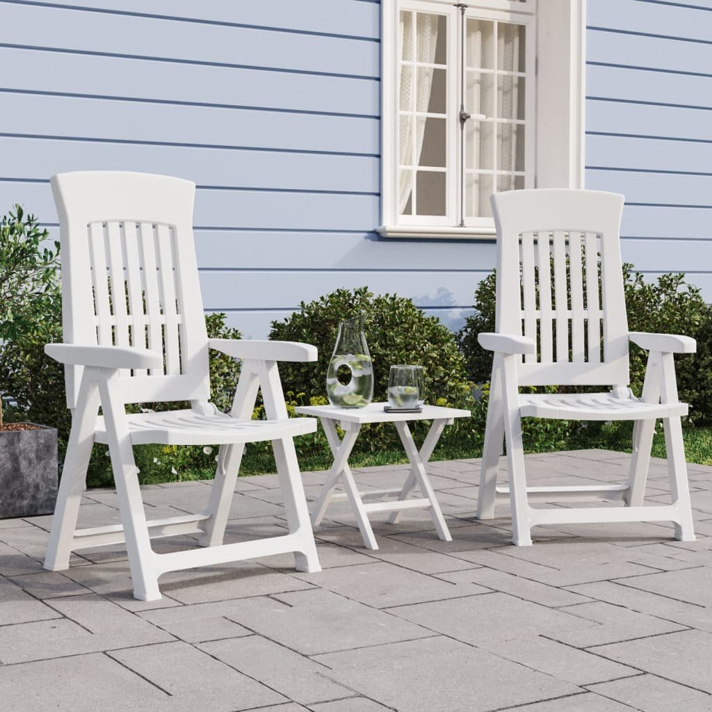 vidaXL Rozkładane krzesła ogrodowe, 2 szt., białe, PP
