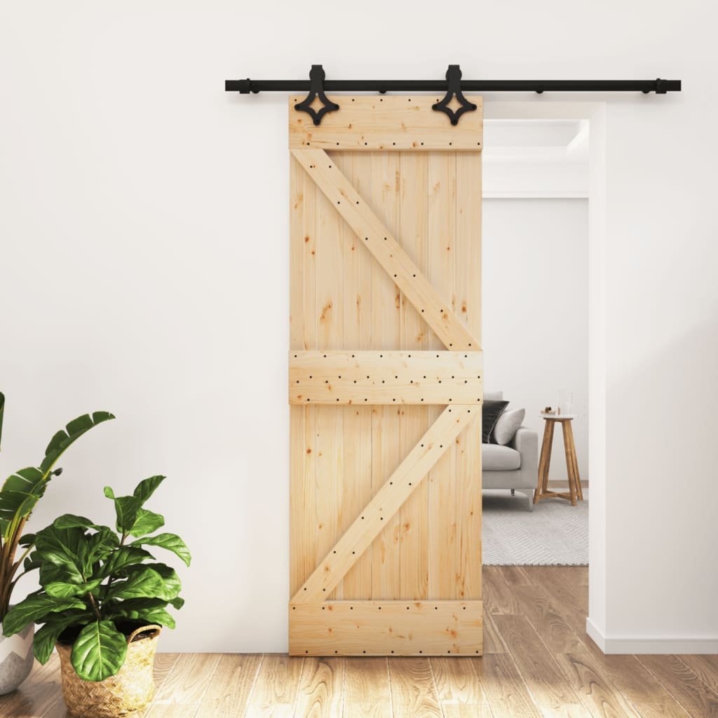 vidaXL Drzwi przesuwne z osprzętem, 70x210 cm, lite drewno sosnowe