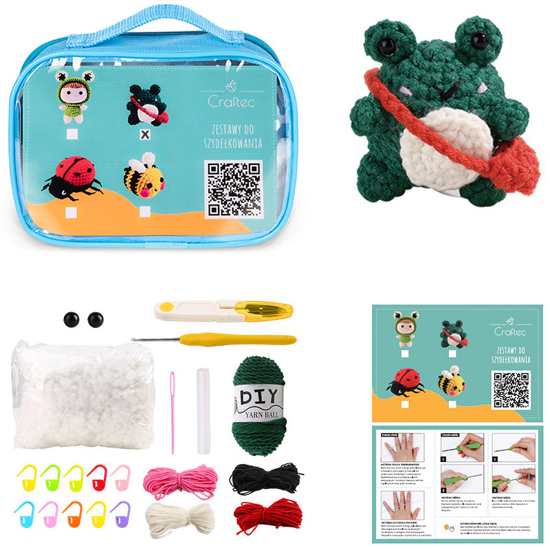 Zestaw Do Szydełkowania Szydełko Włóczka Instrukcja Video Projekt Żaba