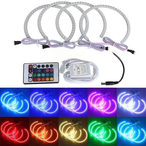 BMW E36 E38 E39 E46 ringi RGB Angel Eye komplet na dwie lampy + pilot